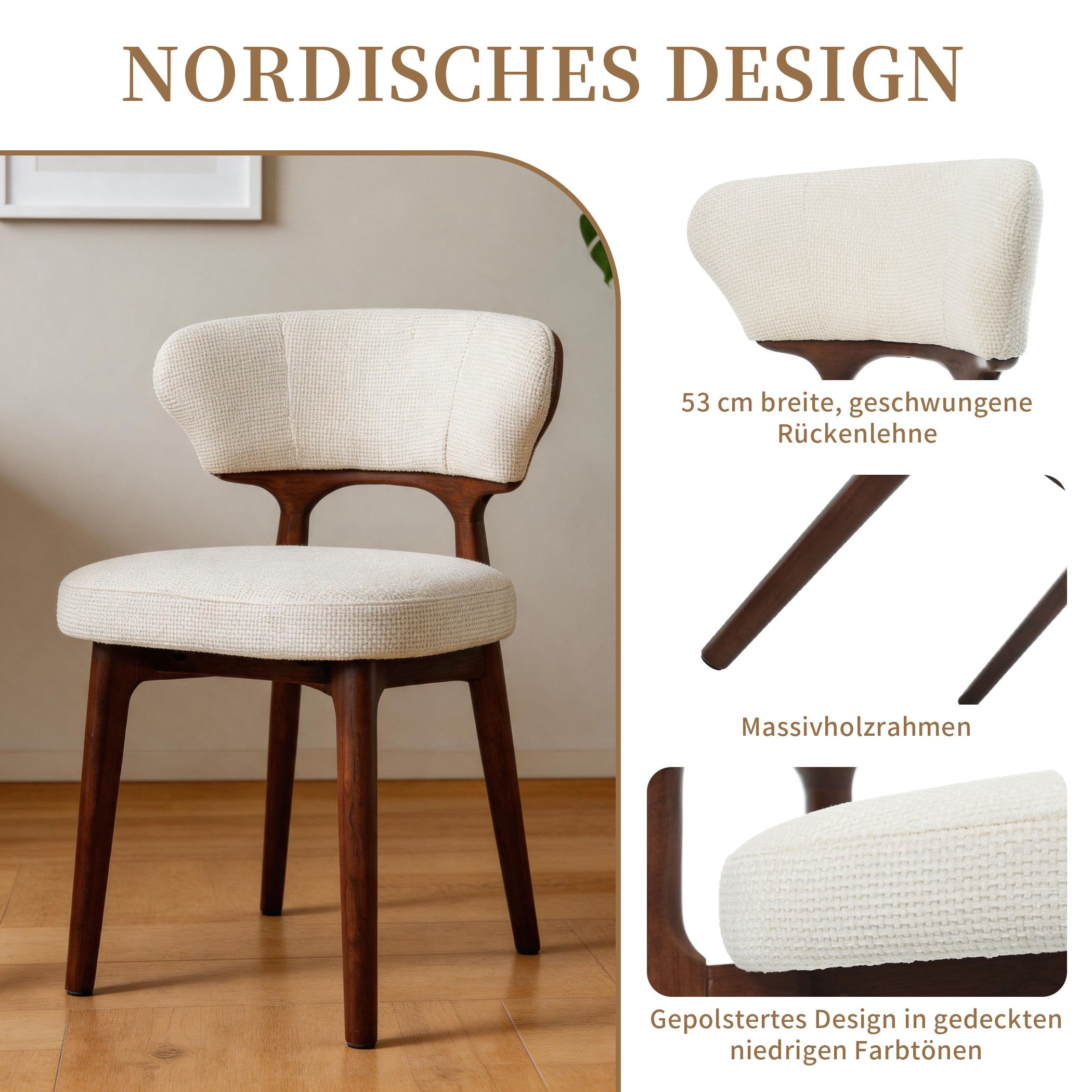 Nordische Esszimmerstühle 2er Set aus Chenille