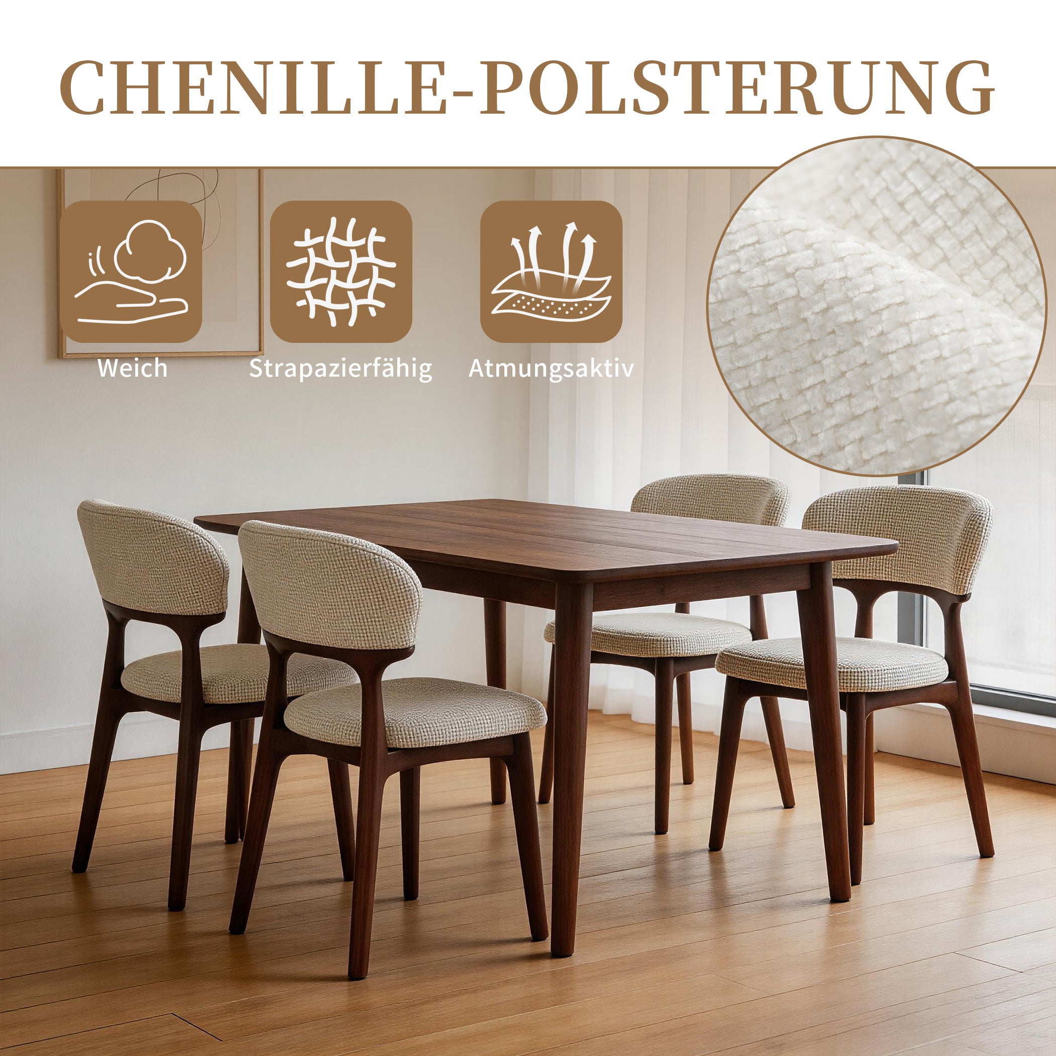 Nordische Esszimmerstühle 2er Set aus Chenille