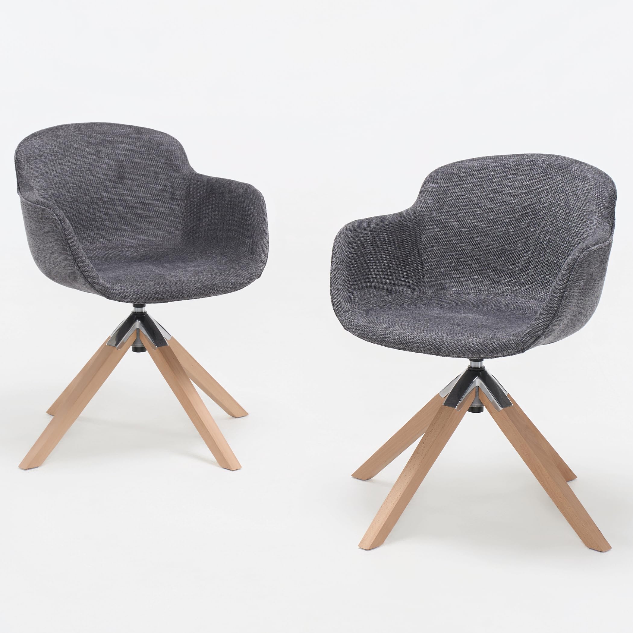Drehbarer Esszimmerstuhl 2er-Set mit Holz/Metallrahmen