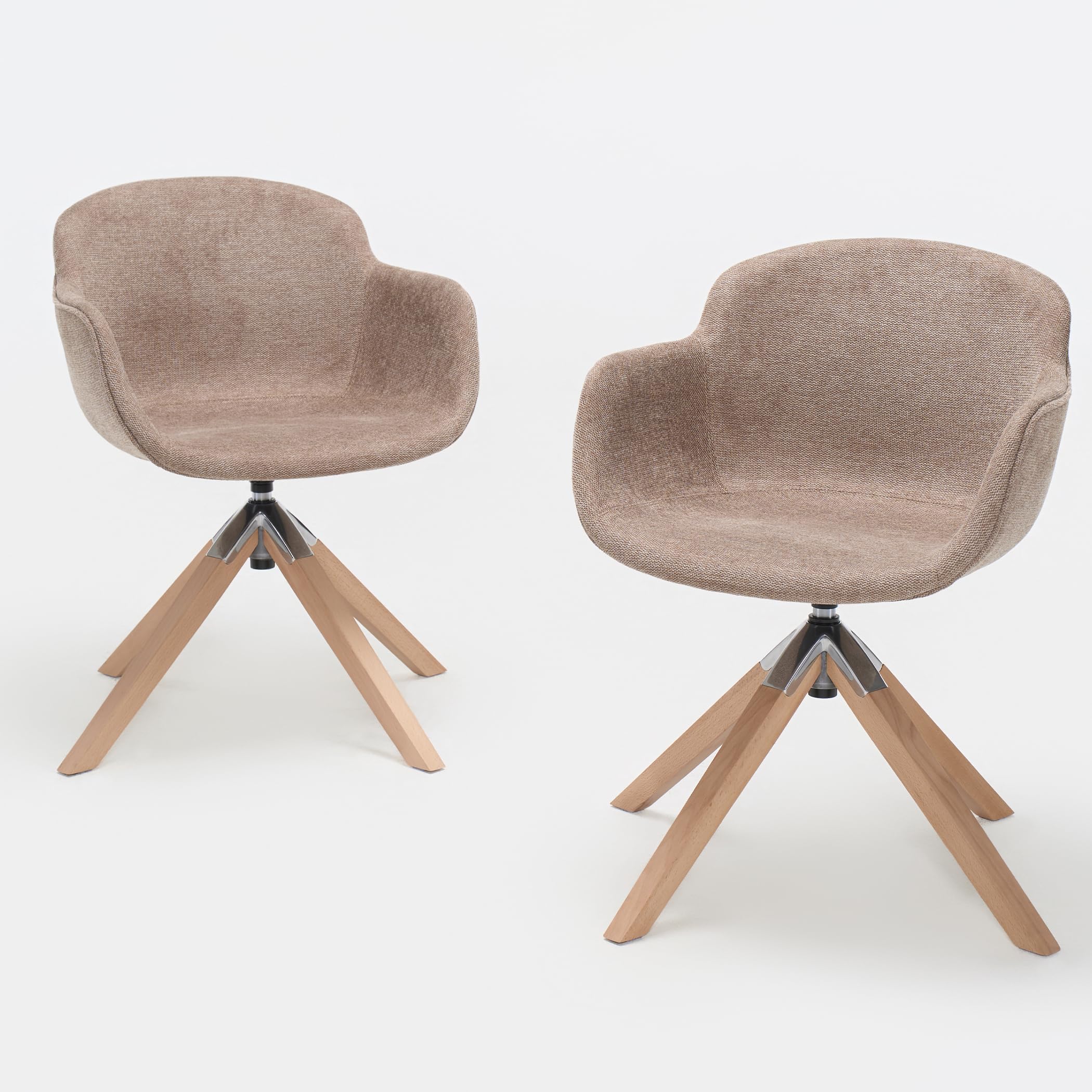 Drehbarer Esszimmerstuhl 2er-Set mit Holz/Metallrahmen