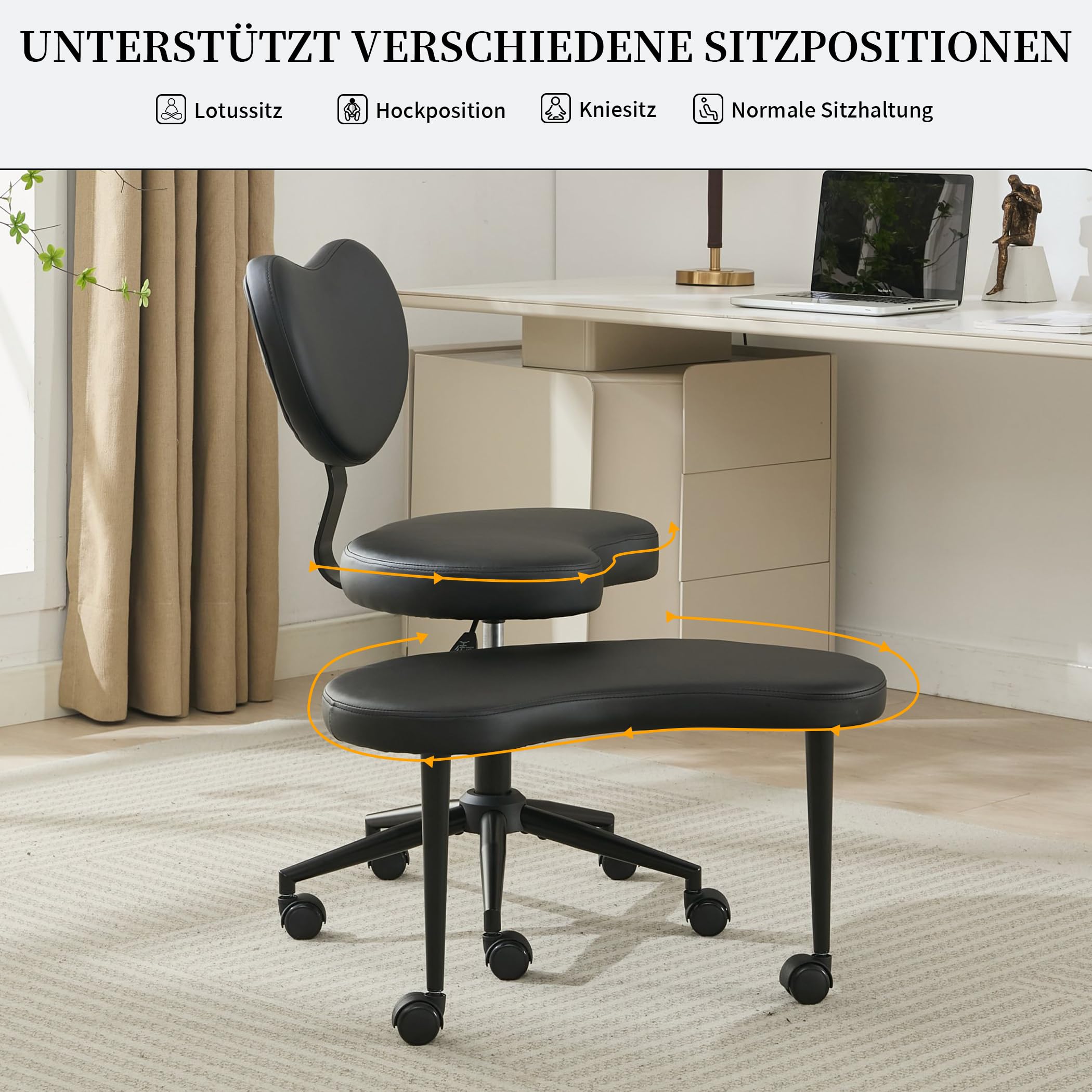 Kniestuhl Meditationsstuhl Lederoptik mit Fußhocker