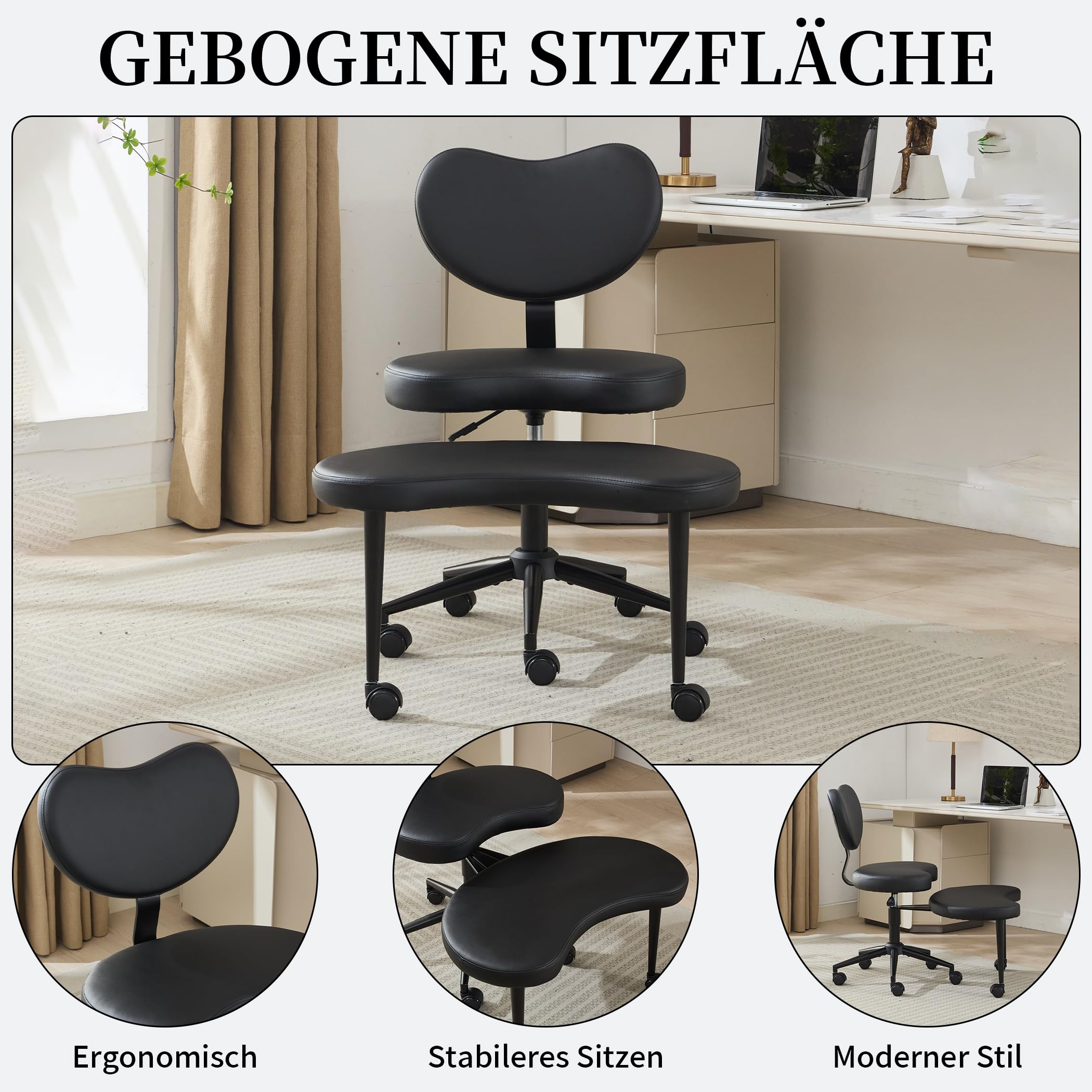 Kniestuhl Meditationsstuhl Lederoptik mit Fußhocker
