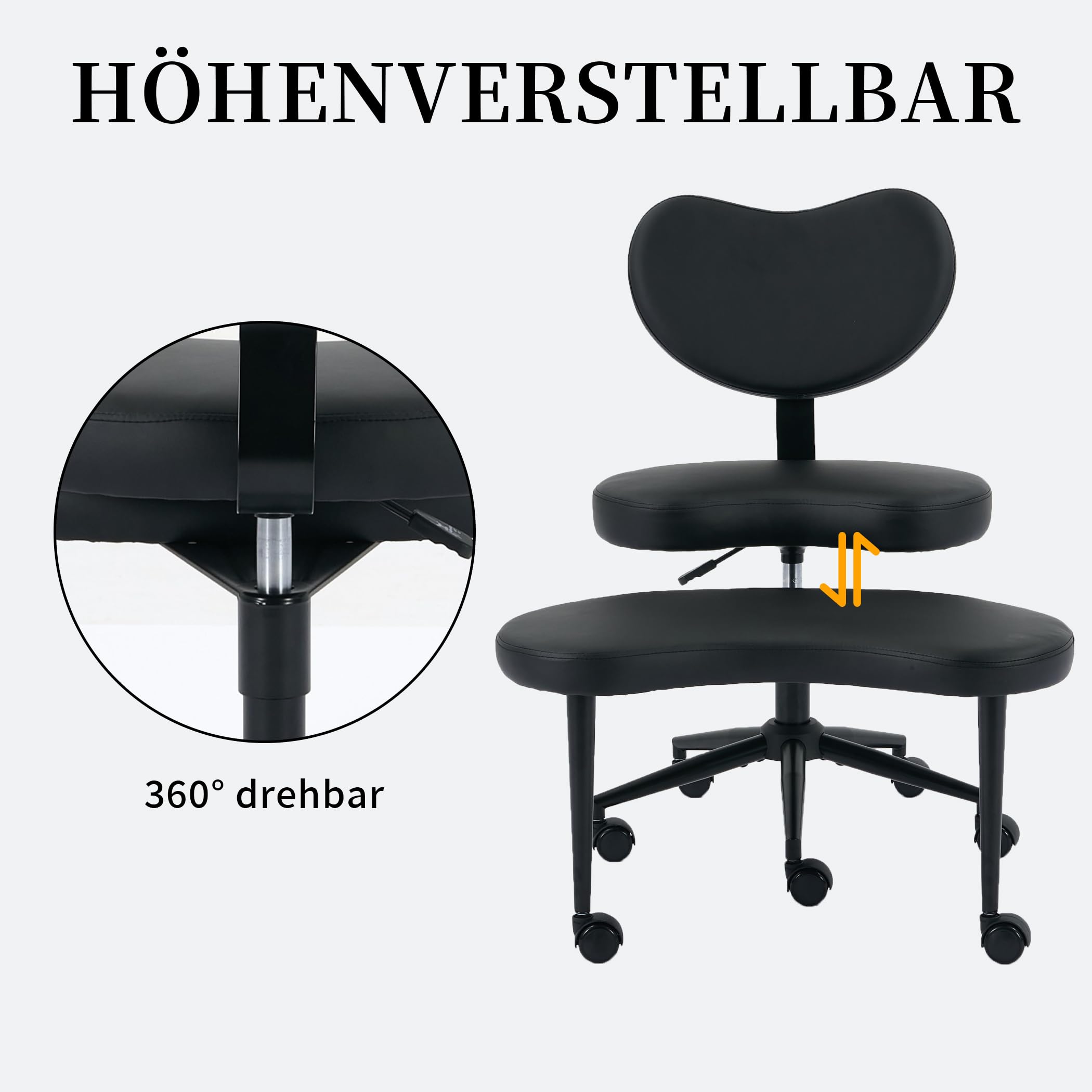 Kniestuhl Meditationsstuhl Lederoptik mit Fußhocker