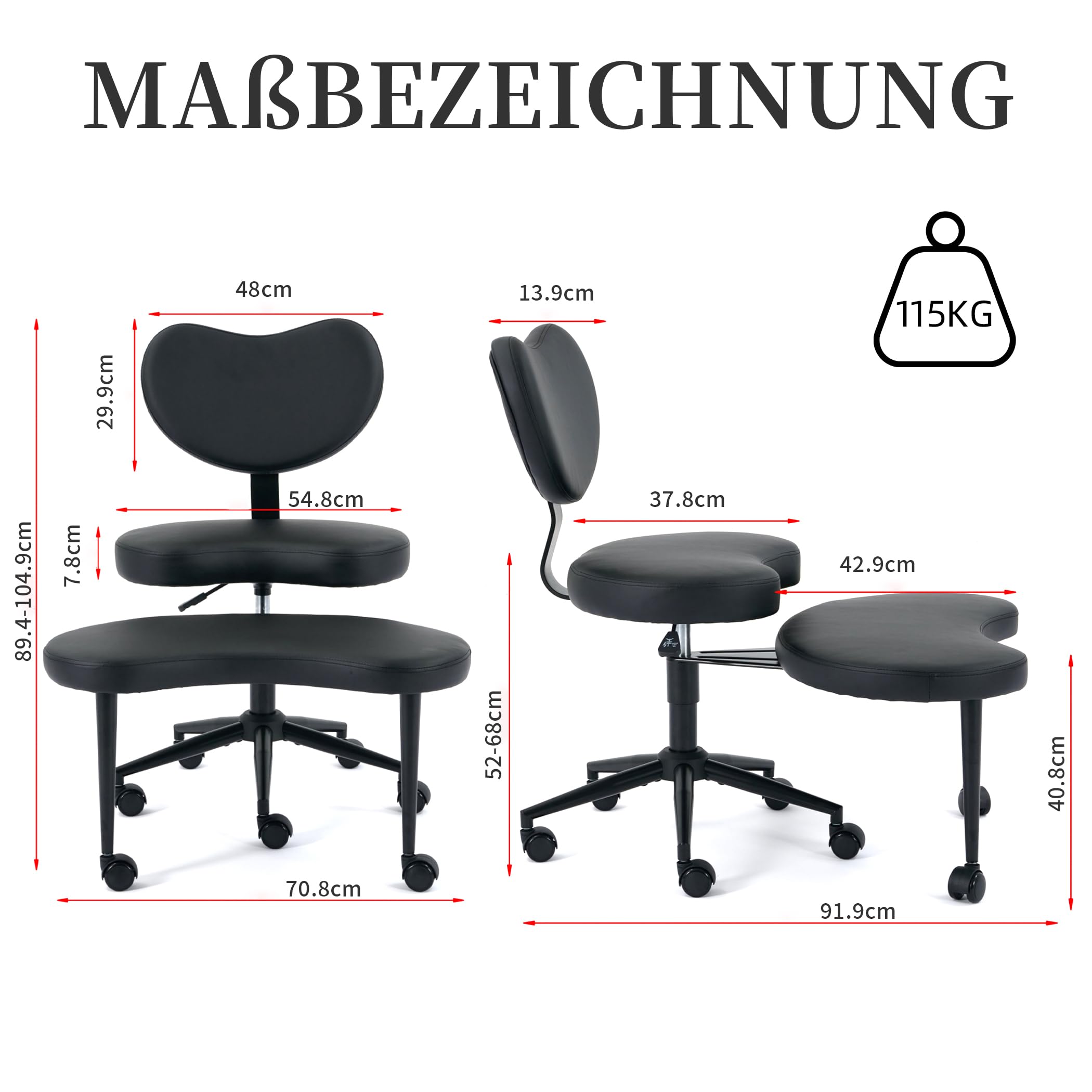 Kniestuhl Meditationsstuhl Lederoptik mit Fußhocker