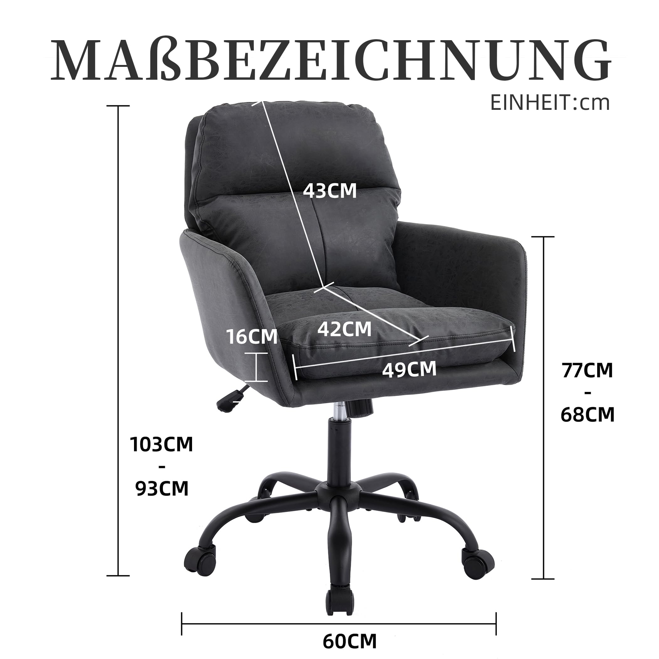 Bürostuhl Mikrofaser drehbar mit Armlehnen Modern