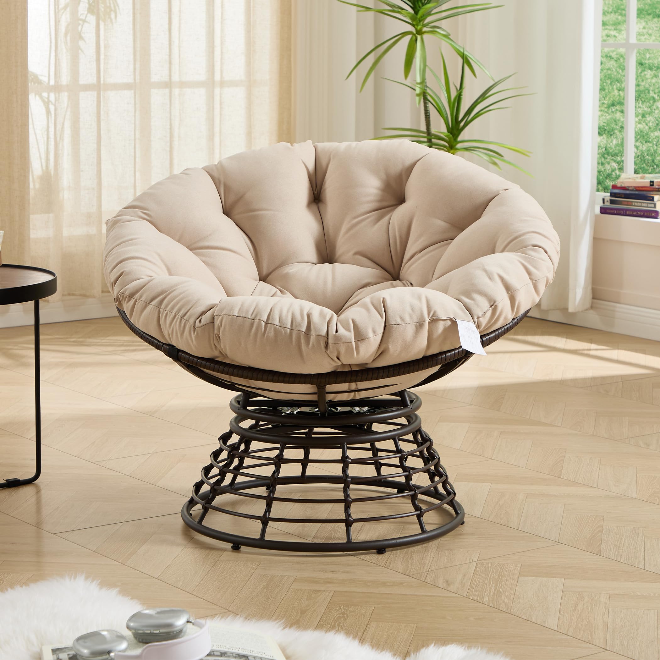 Drehbarer Papasan-Stuhl mit Stahlgestell