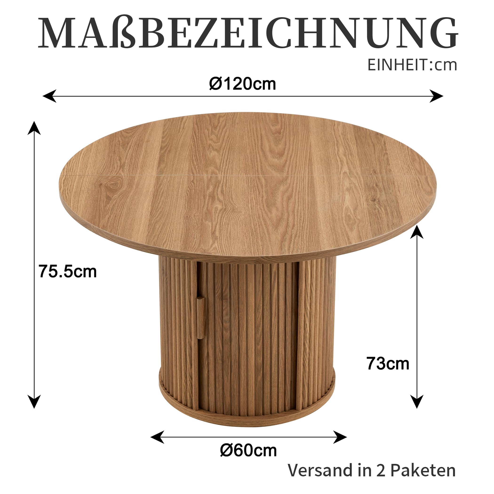 Runder Esszimmertisch Ø120 cm für 4–6 Personen