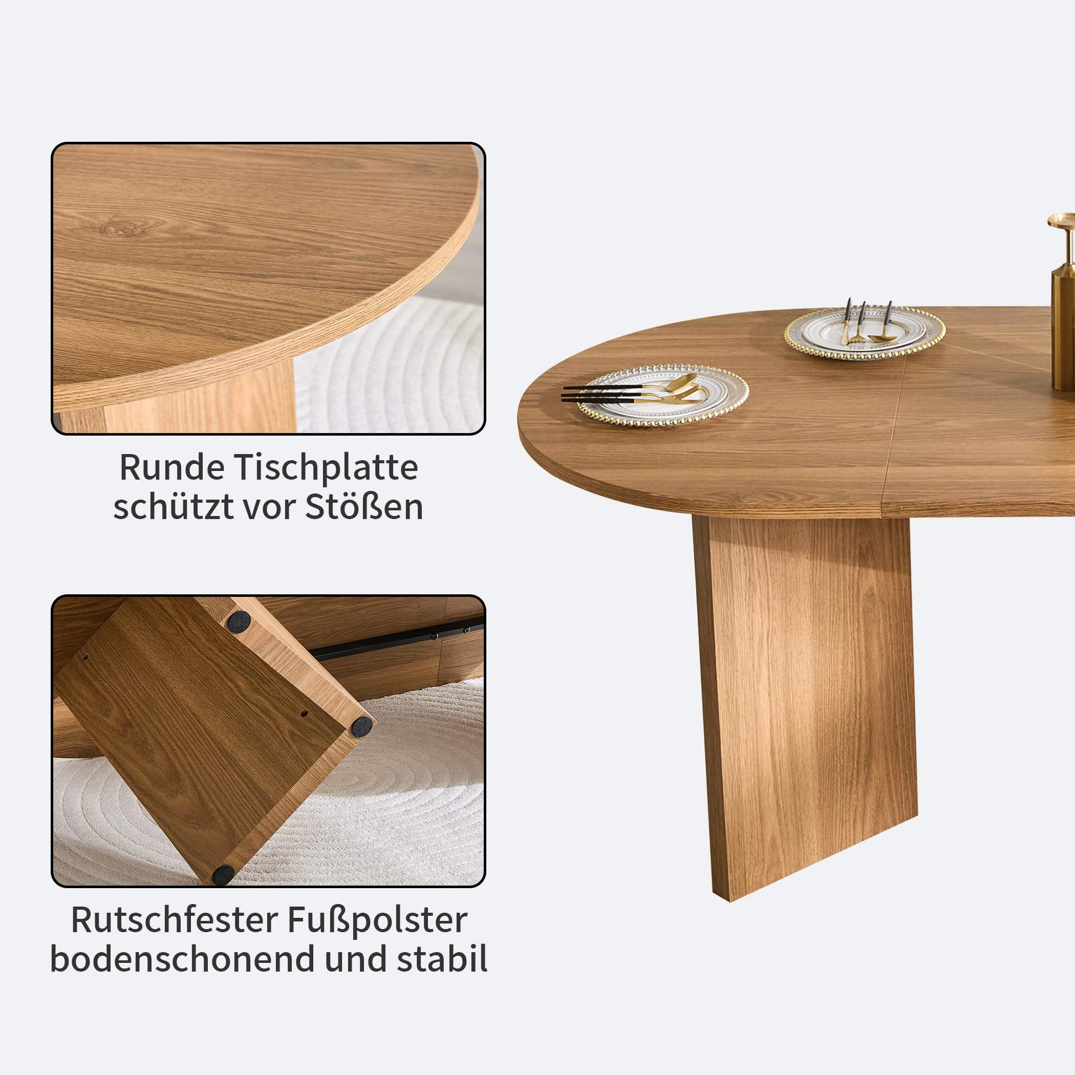 Ovaler Esstisch mit 180cm Tischplatte für 4–6 Personen