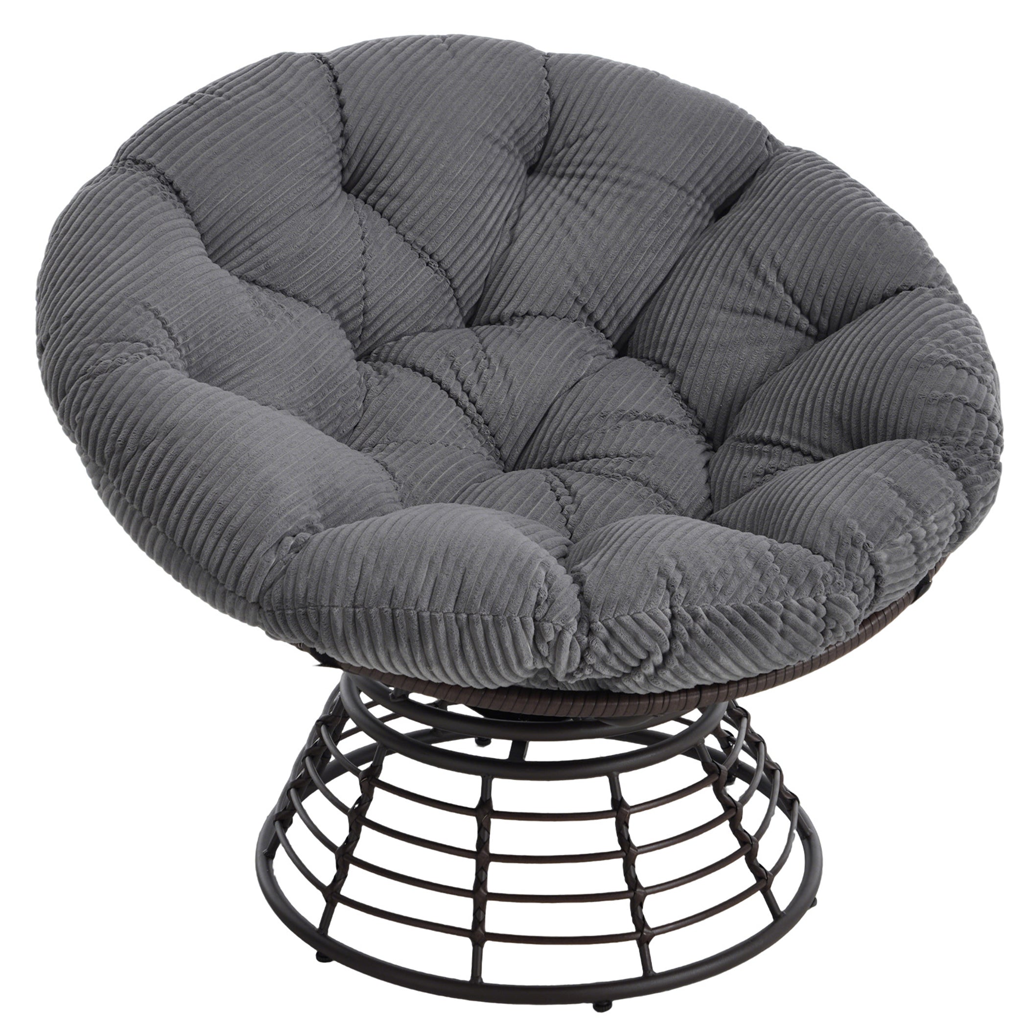 Drehbarer Papasan-Stuhl mit Stahlgestell