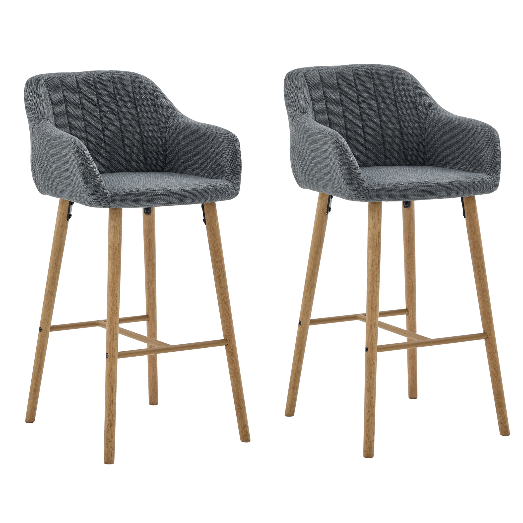 2er Set Barstühle aus Leinenstoff