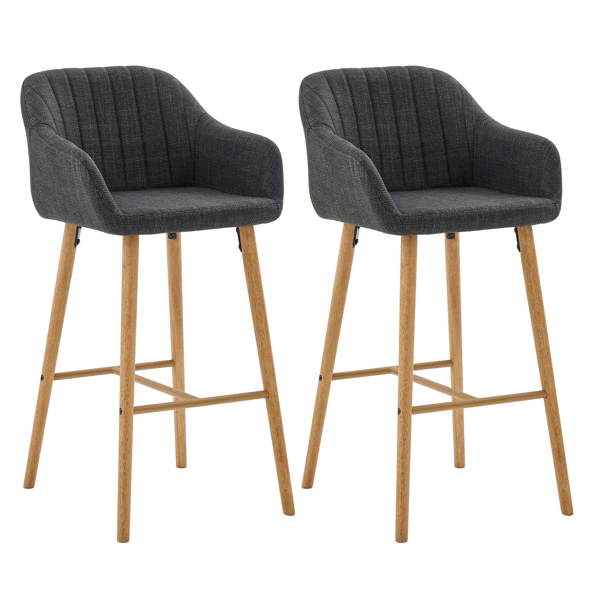 2er Set Barstühle aus Leinenstoff