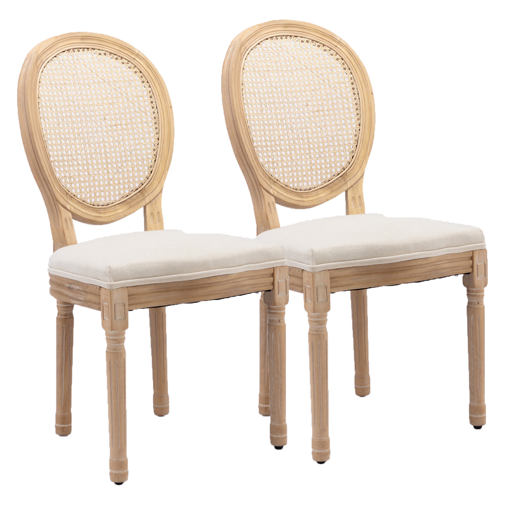 Esszimmerstühle 2er Set mit Rattan-Rückenlehne