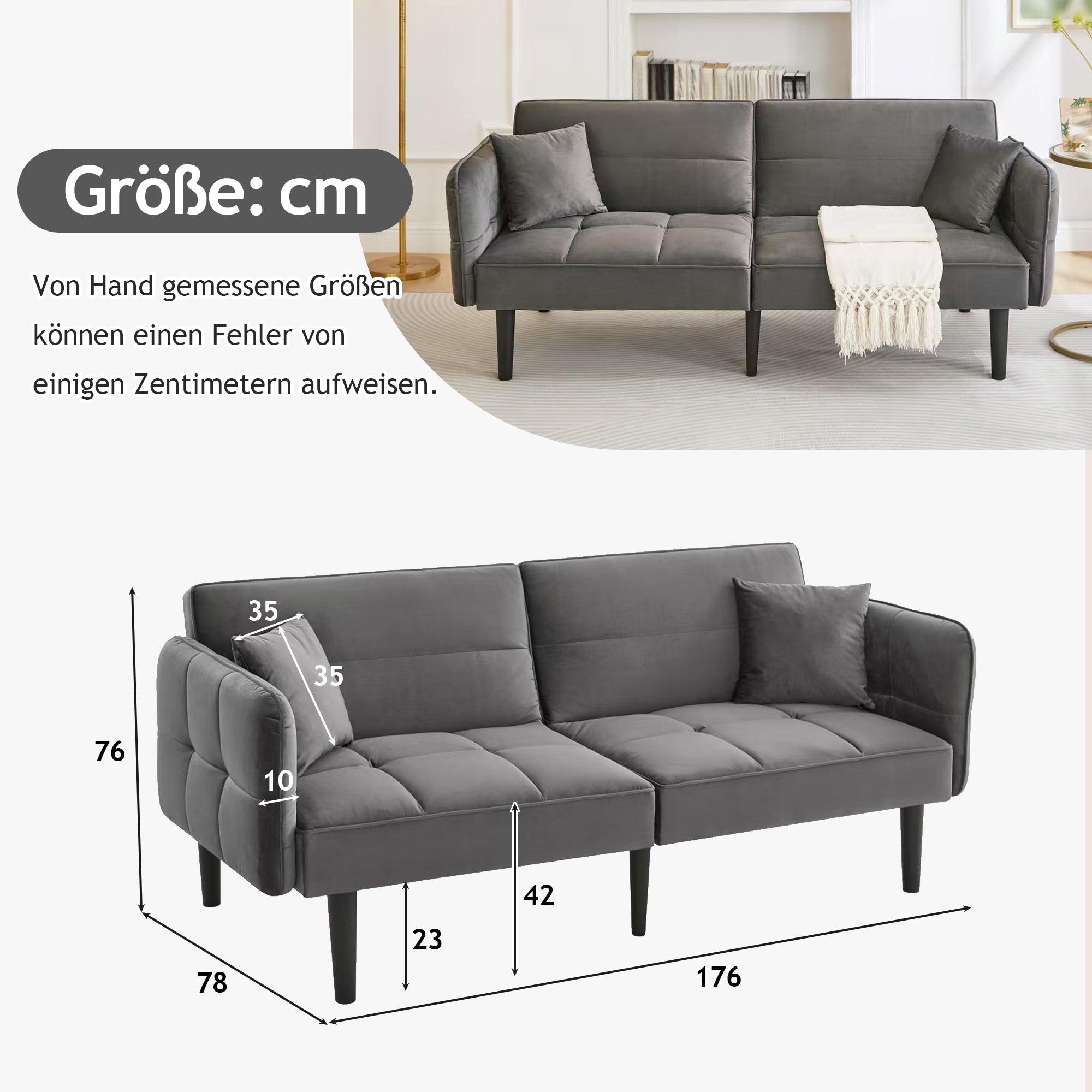 2-in-1 Verstellbares Schlafsofa mit 3 Liegepositionen