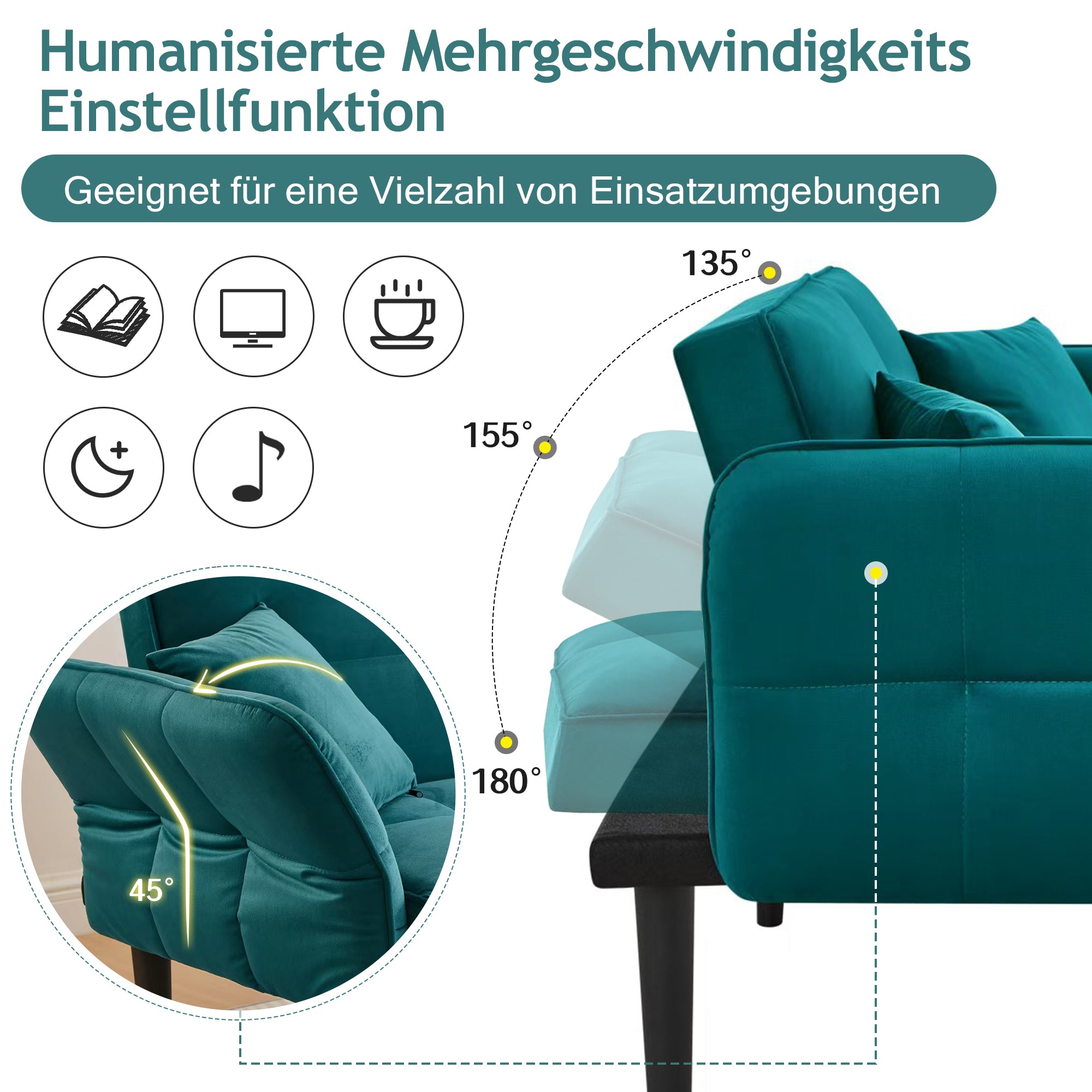 2-in-1 Verstellbares Schlafsofa mit 3 Liegepositionen