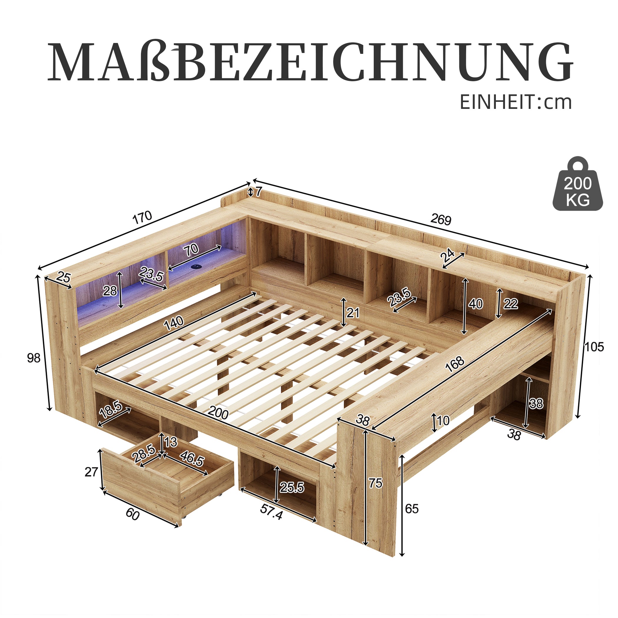 Daybett Holzbett mit Stauraum