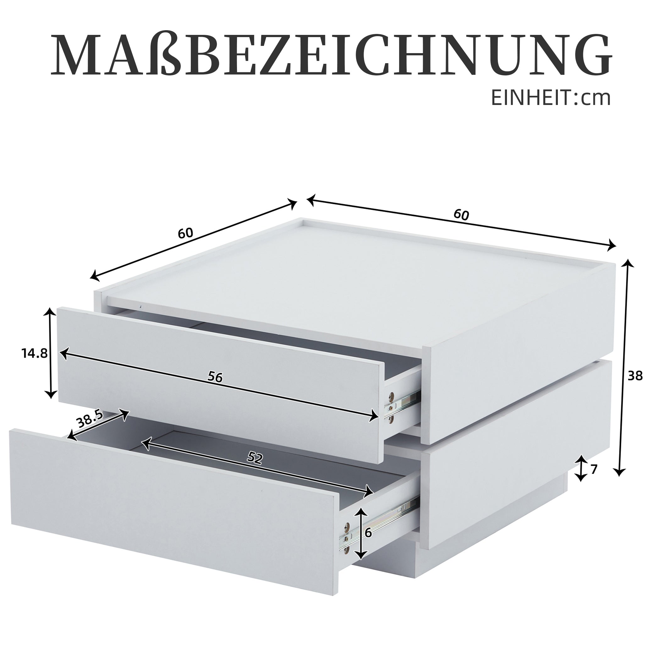 360° Drehbare Couchtisch mit 2 Schubladen