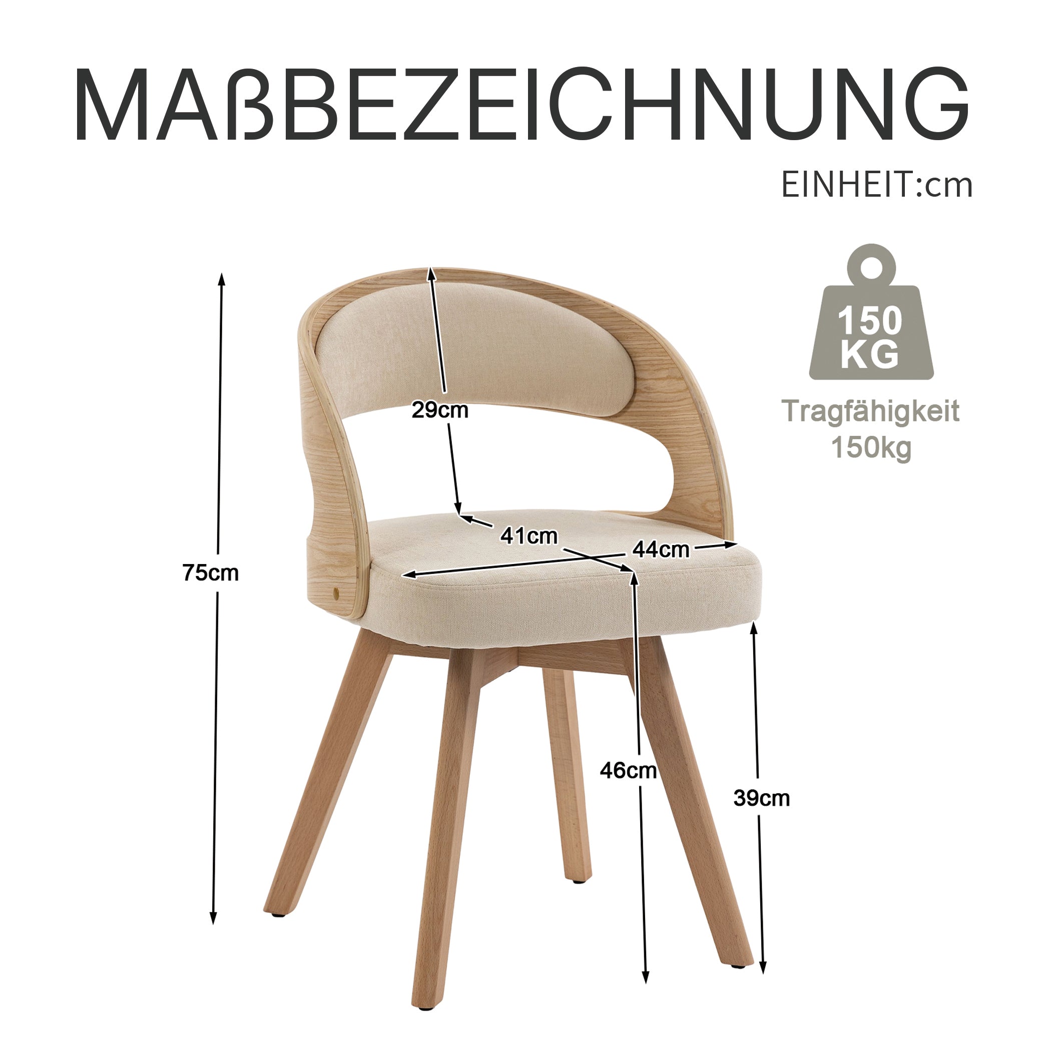 Drehbarer Esszimmerstuhl 2er-Set mit Buchenholzrahmen
