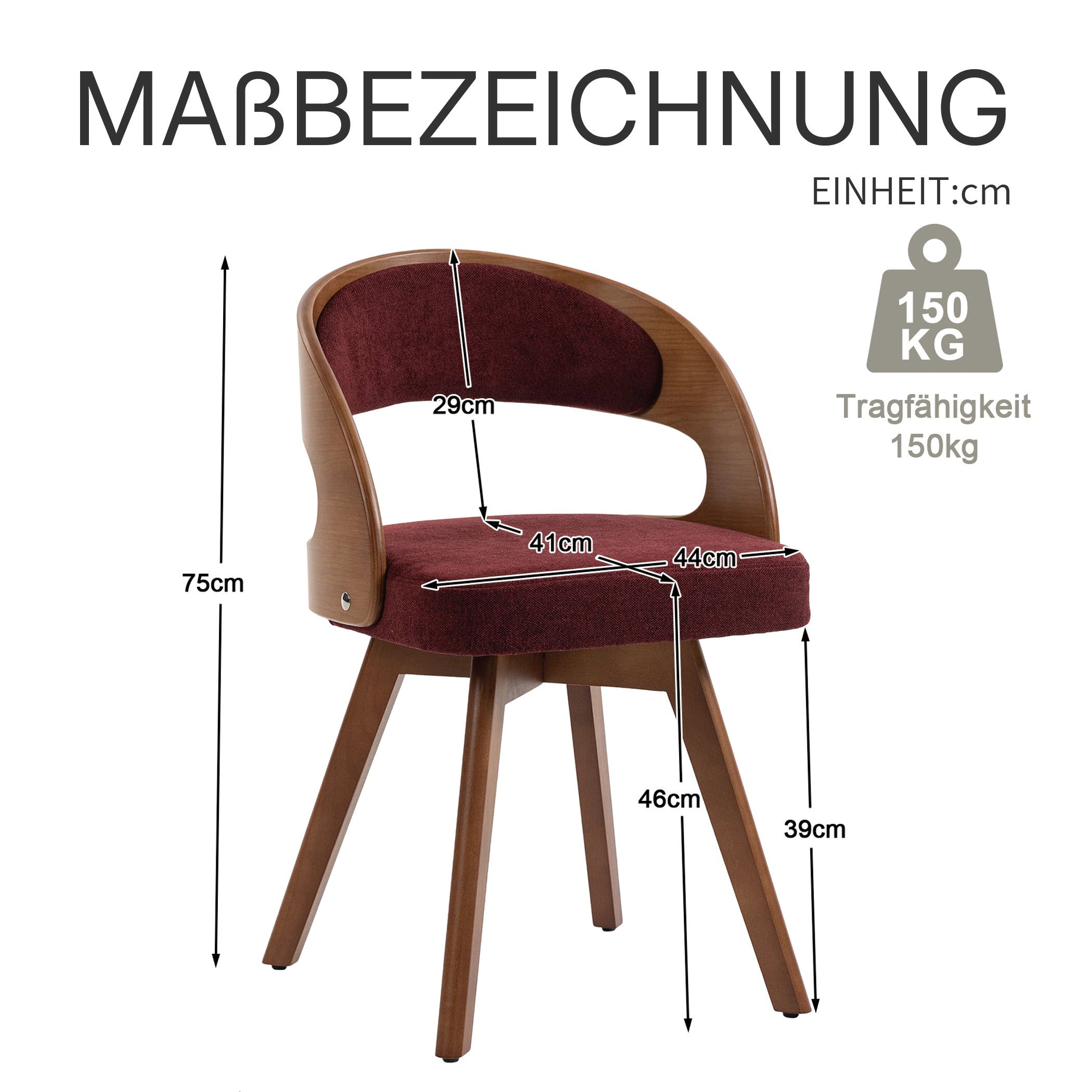 Drehbarer Esszimmerstuhl 2er-Set mit Buchenholzrahmen