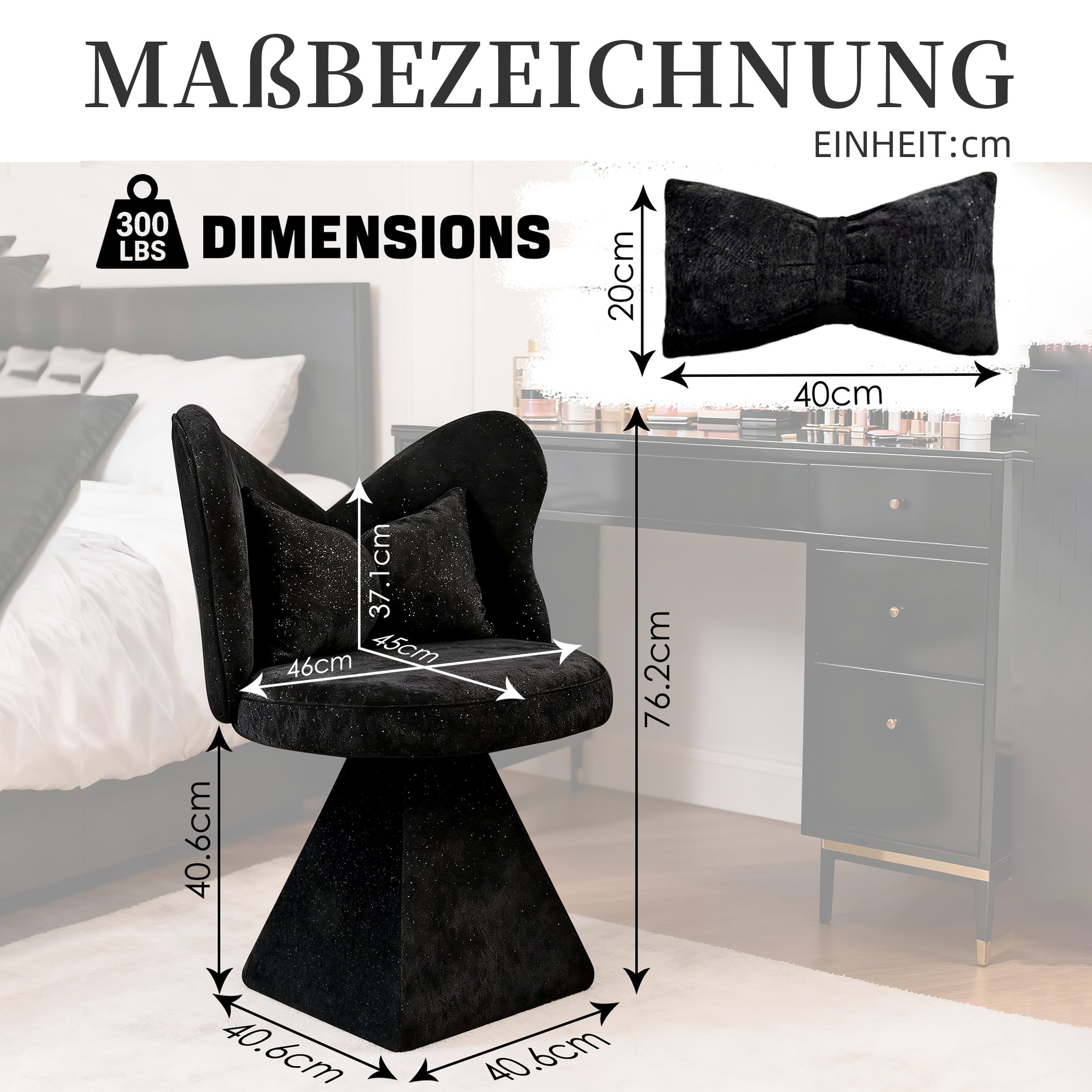 Drehsessel Chenillestoff Schminkhocker ohne Armlehnen