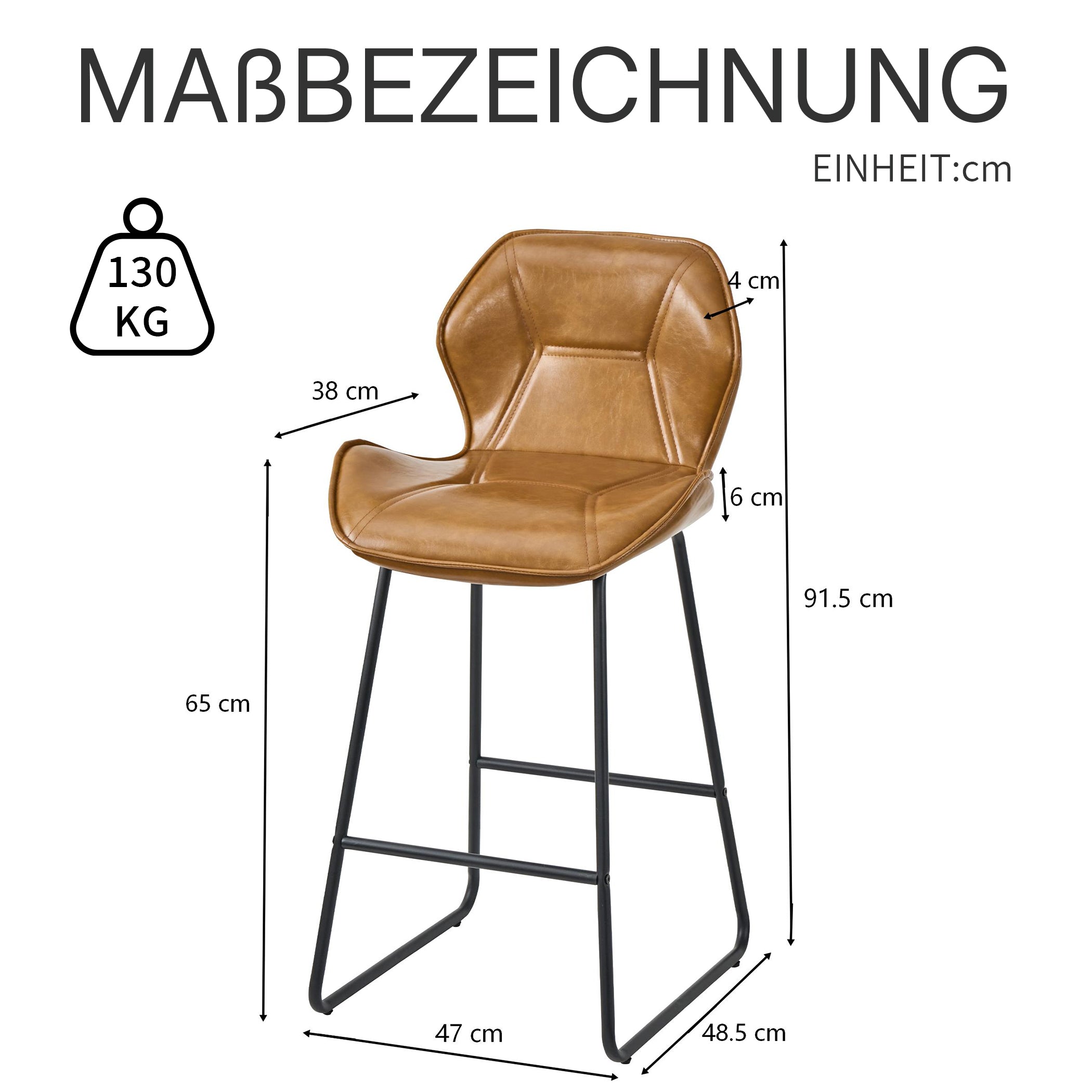 Barhocker 2er Set aus Kunstleder
