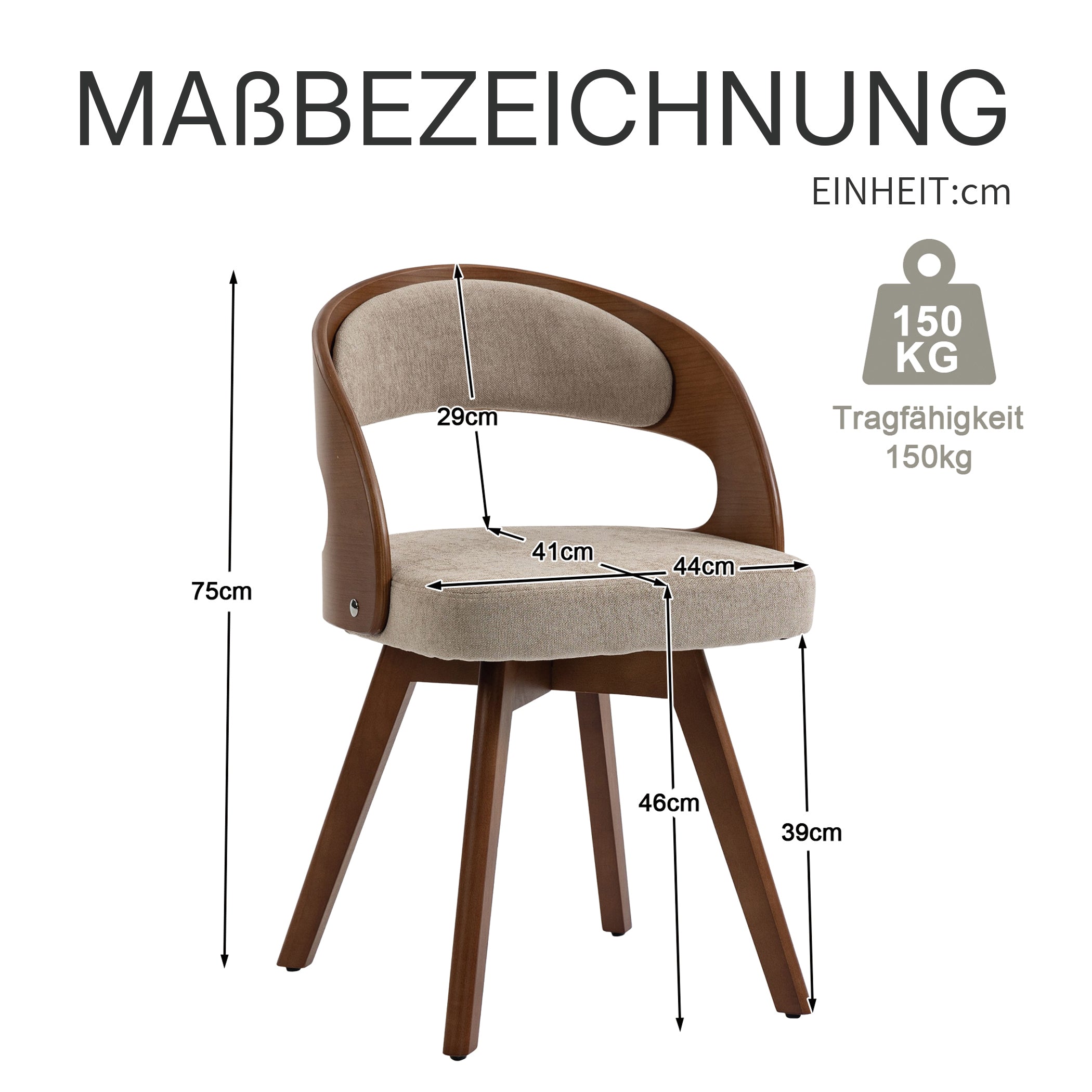 Drehbarer Esszimmerstuhl 2er-Set mit Buchenholzrahmen
