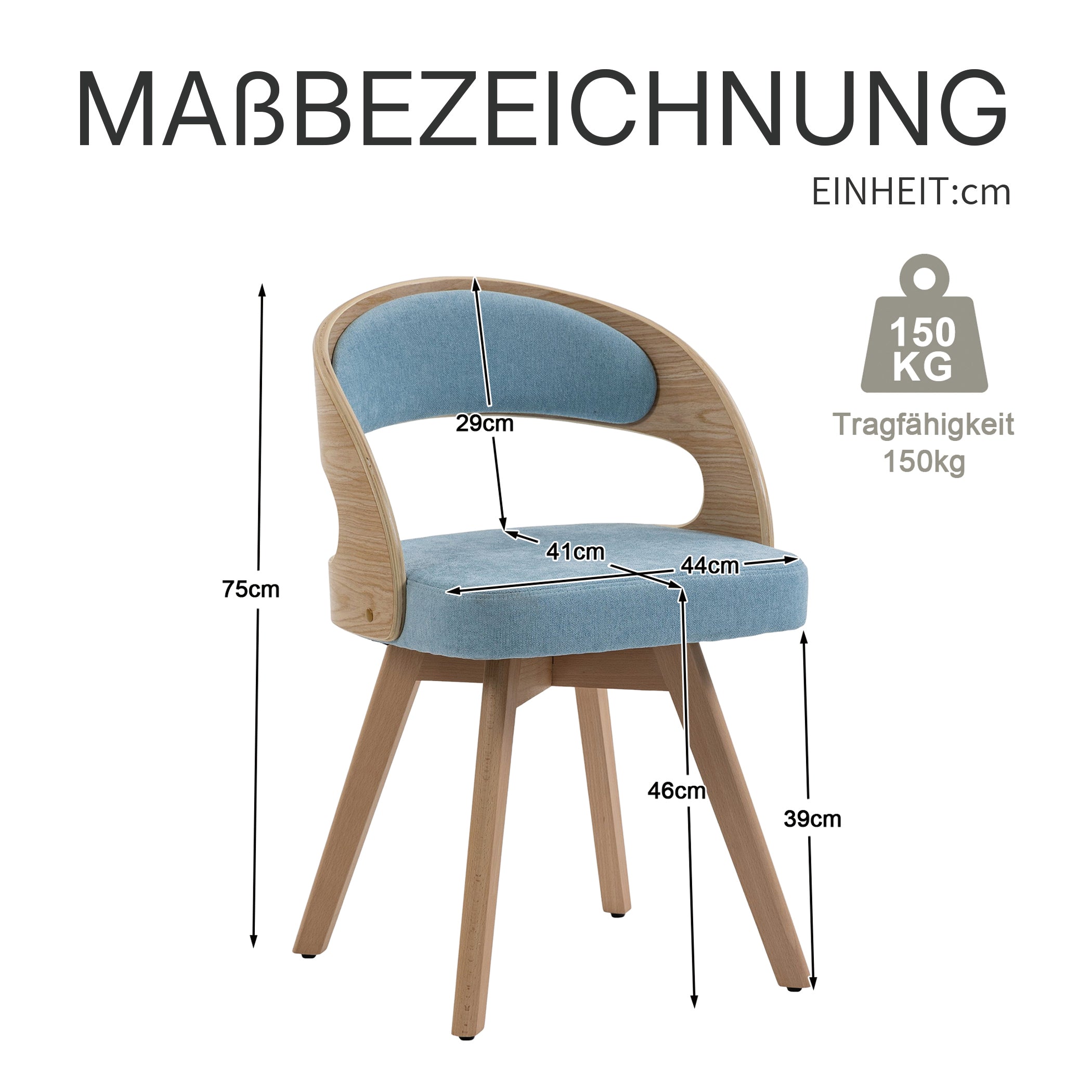 Drehbarer Esszimmerstuhl 2er-Set mit Buchenholzrahmen