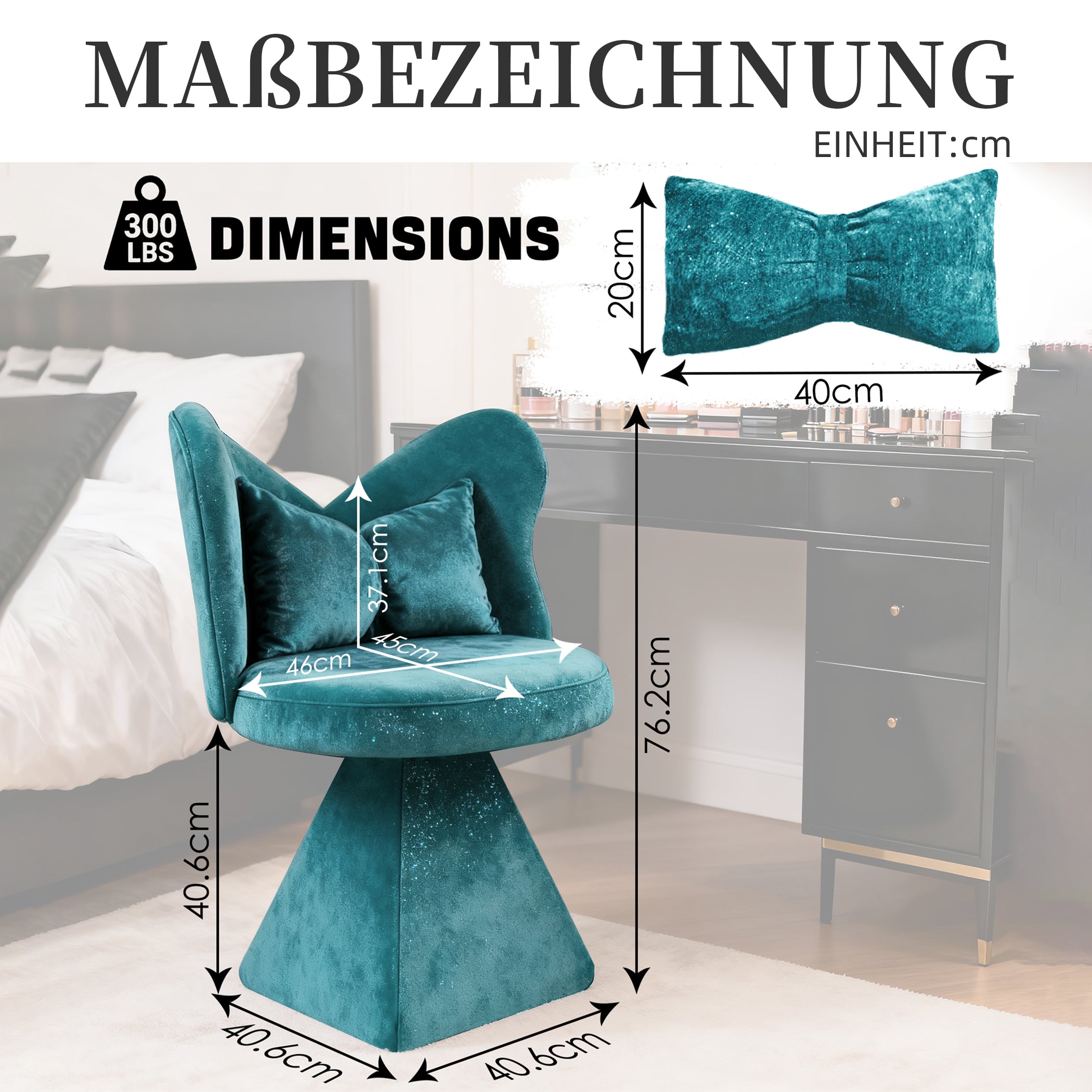 Drehsessel Chenillestoff Schminkhocker ohne Armlehnen