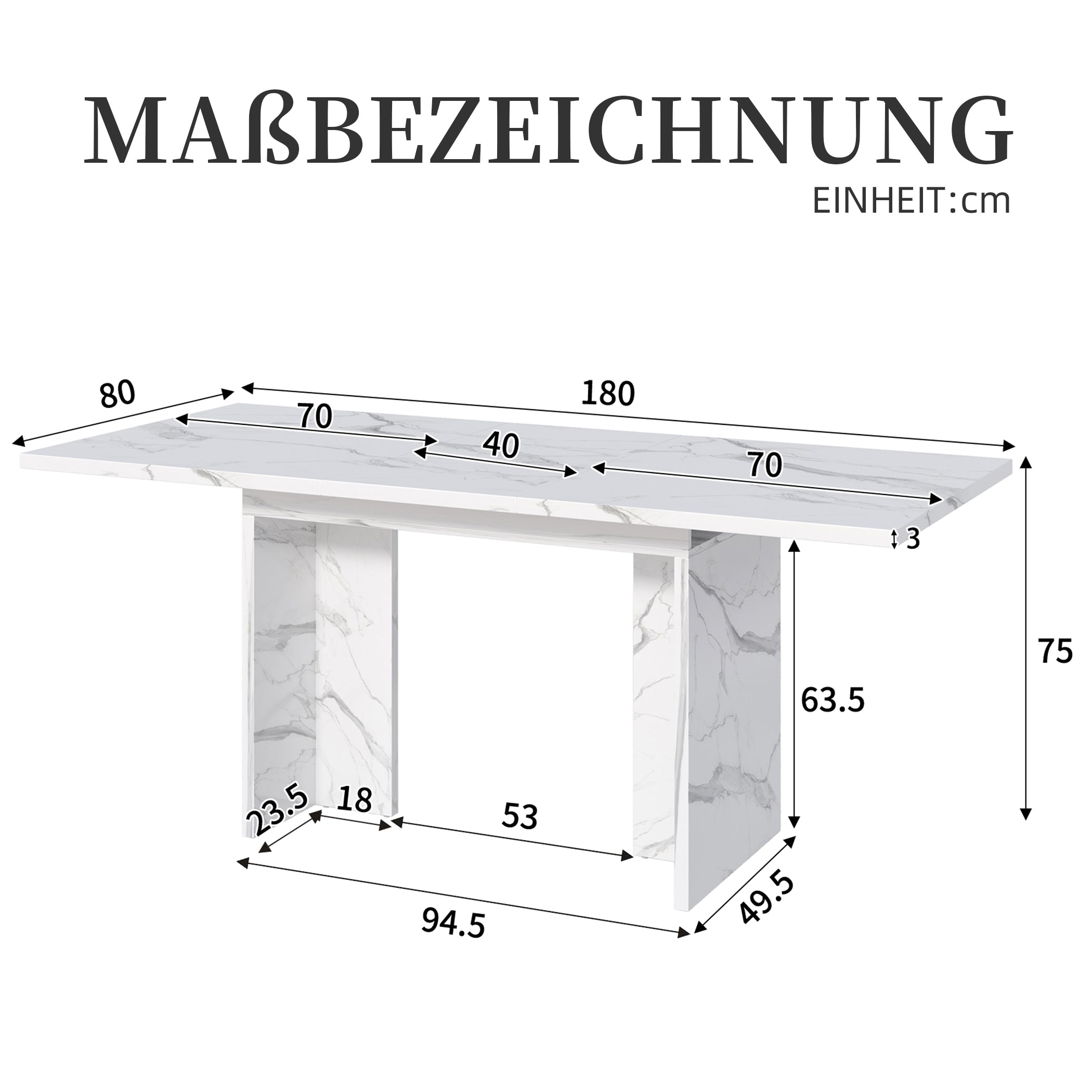 Ausziehbarer Esstisch für 6-8 Personen, 140(180)*80 cm