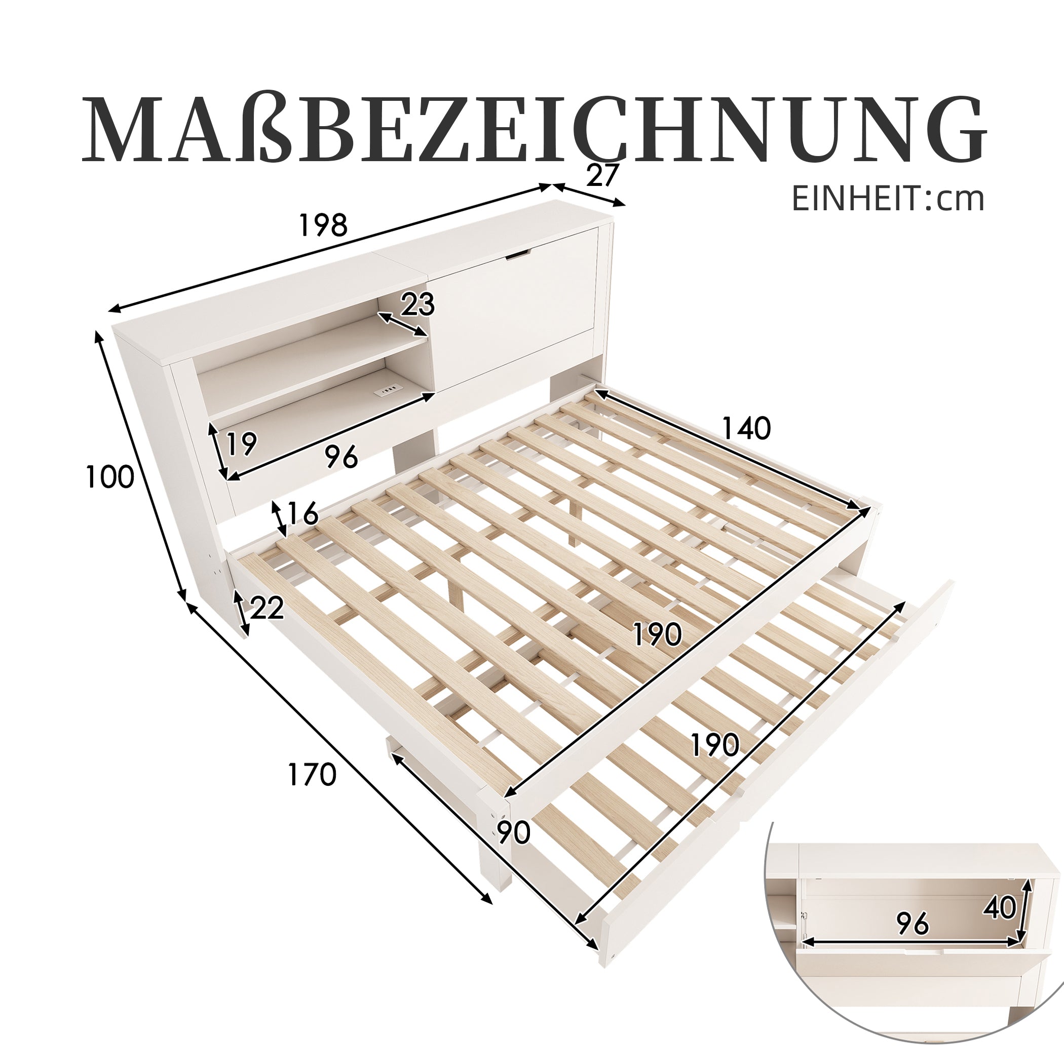 Daybett Holzbett mit Ausziehbett
