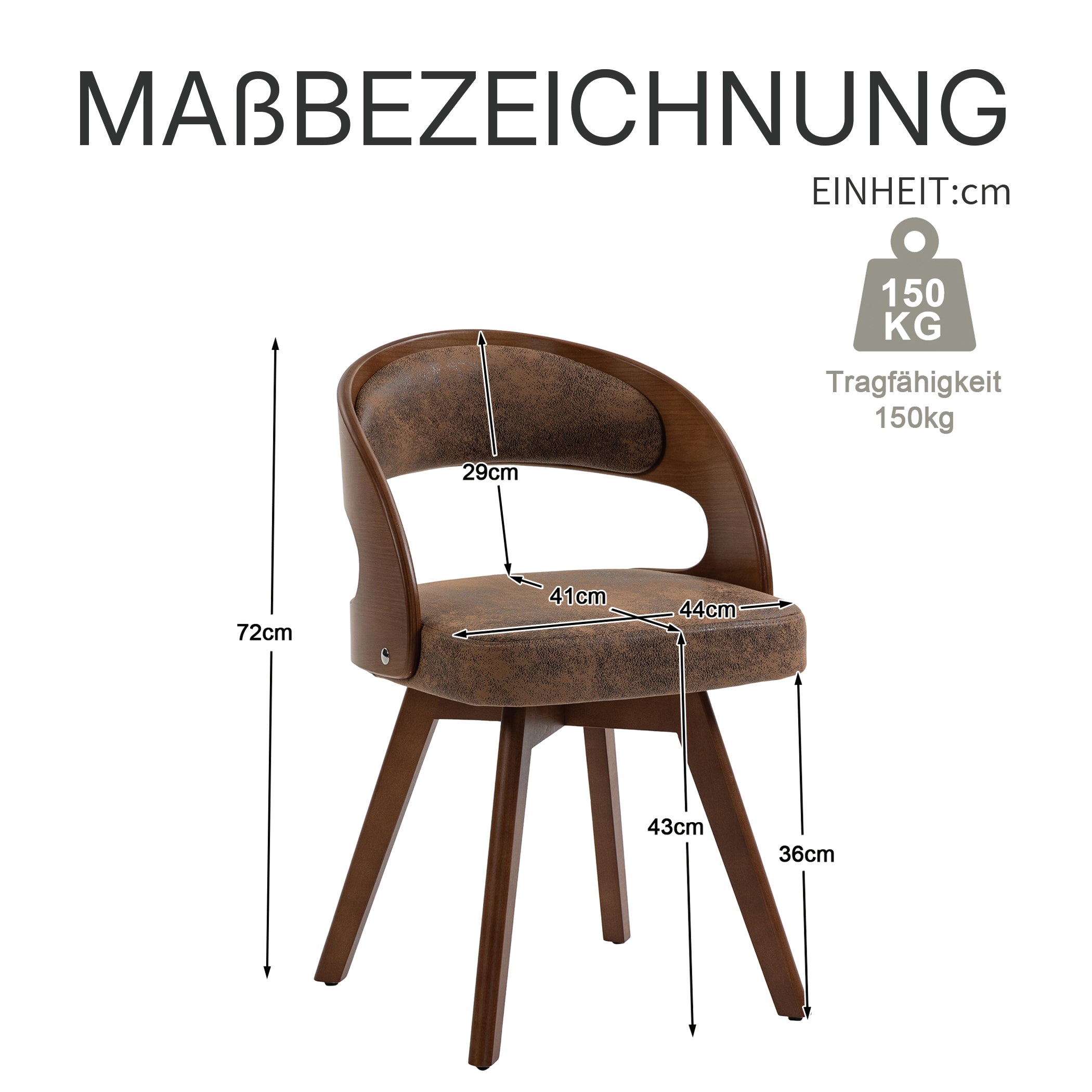 Drehbarer Esszimmerstuhl 2er-Set mit Buchenholzrahmen