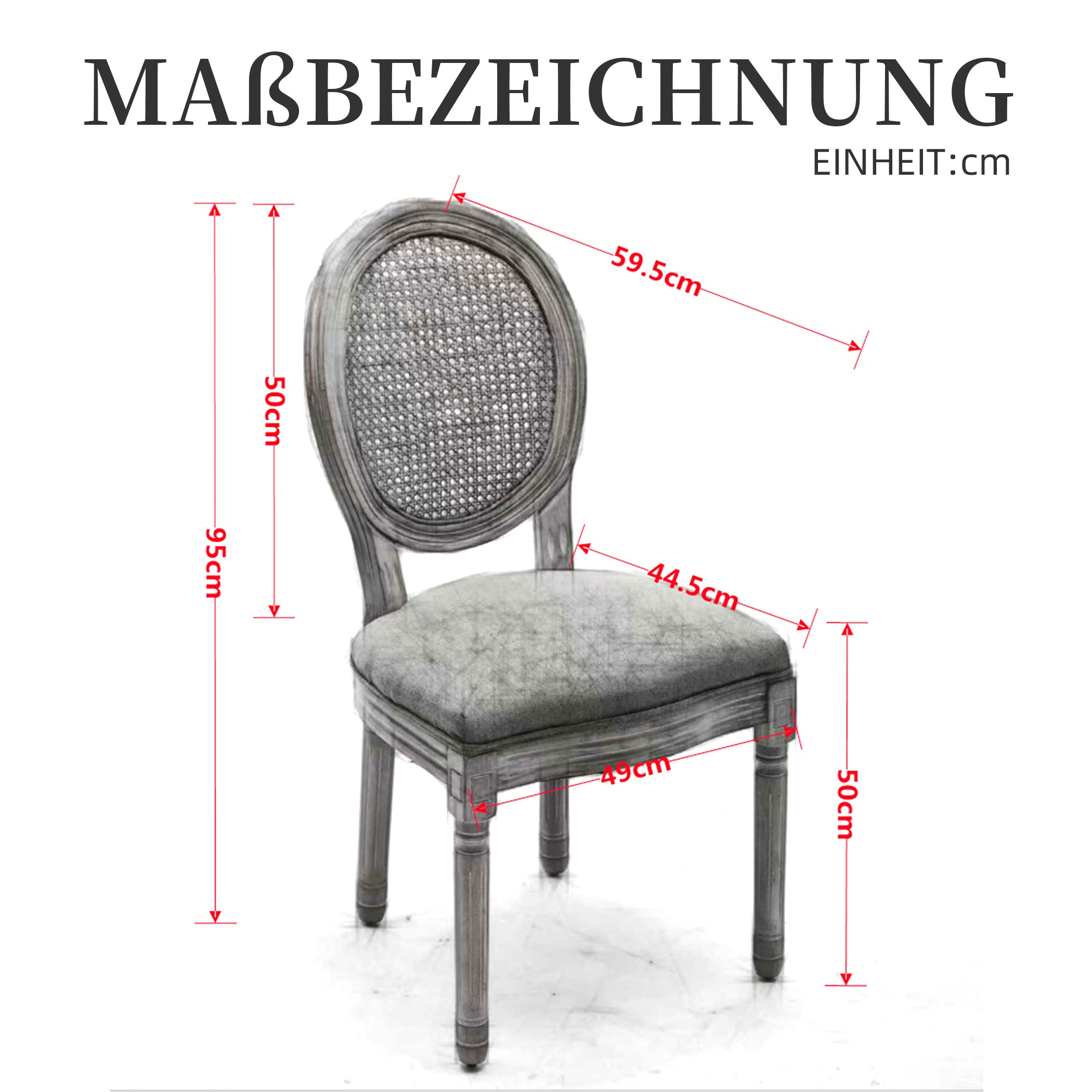 Esszimmerstühle 2er Set mit Rattan-Rückenlehne