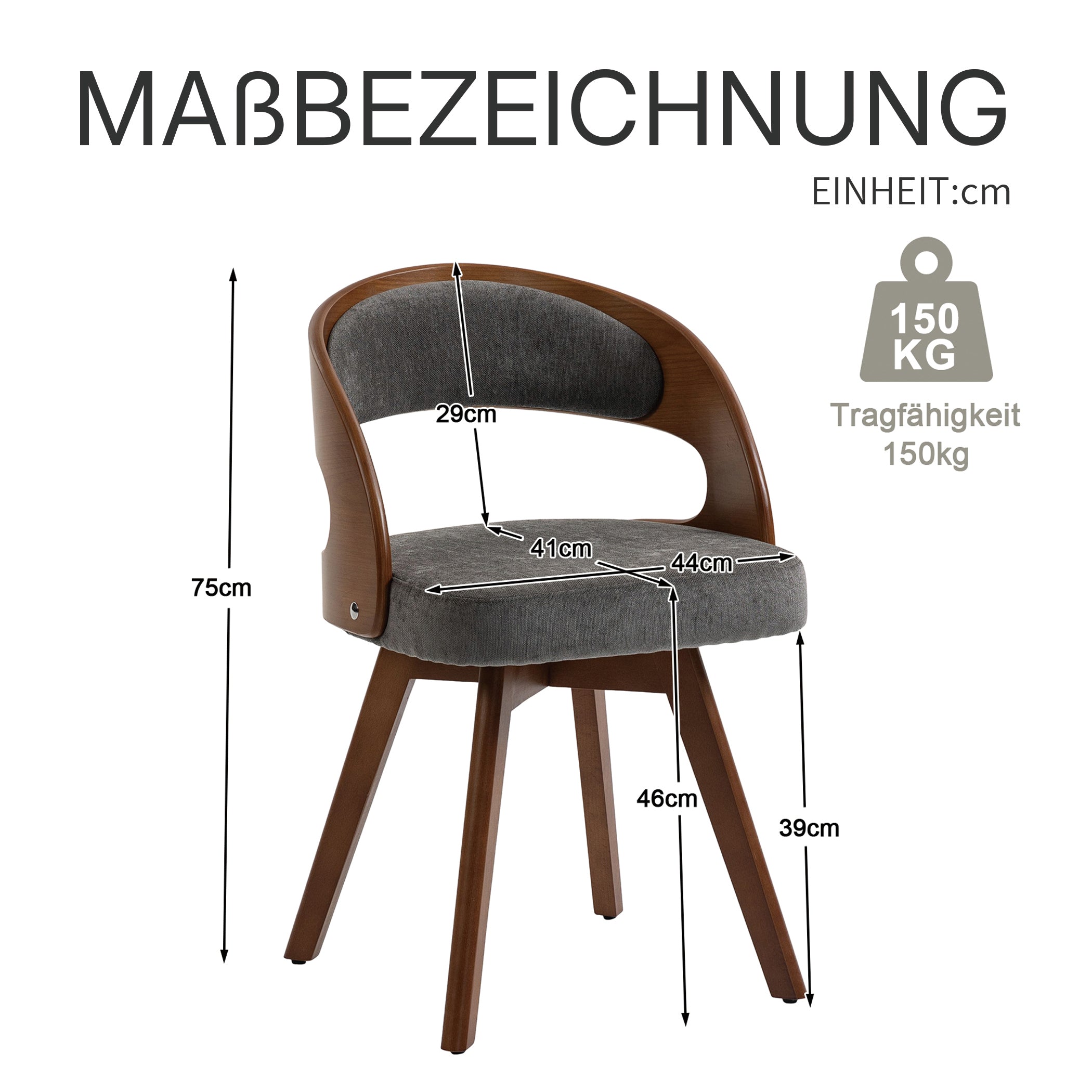 Drehbarer Esszimmerstuhl 2er-Set mit Buchenholzrahmen