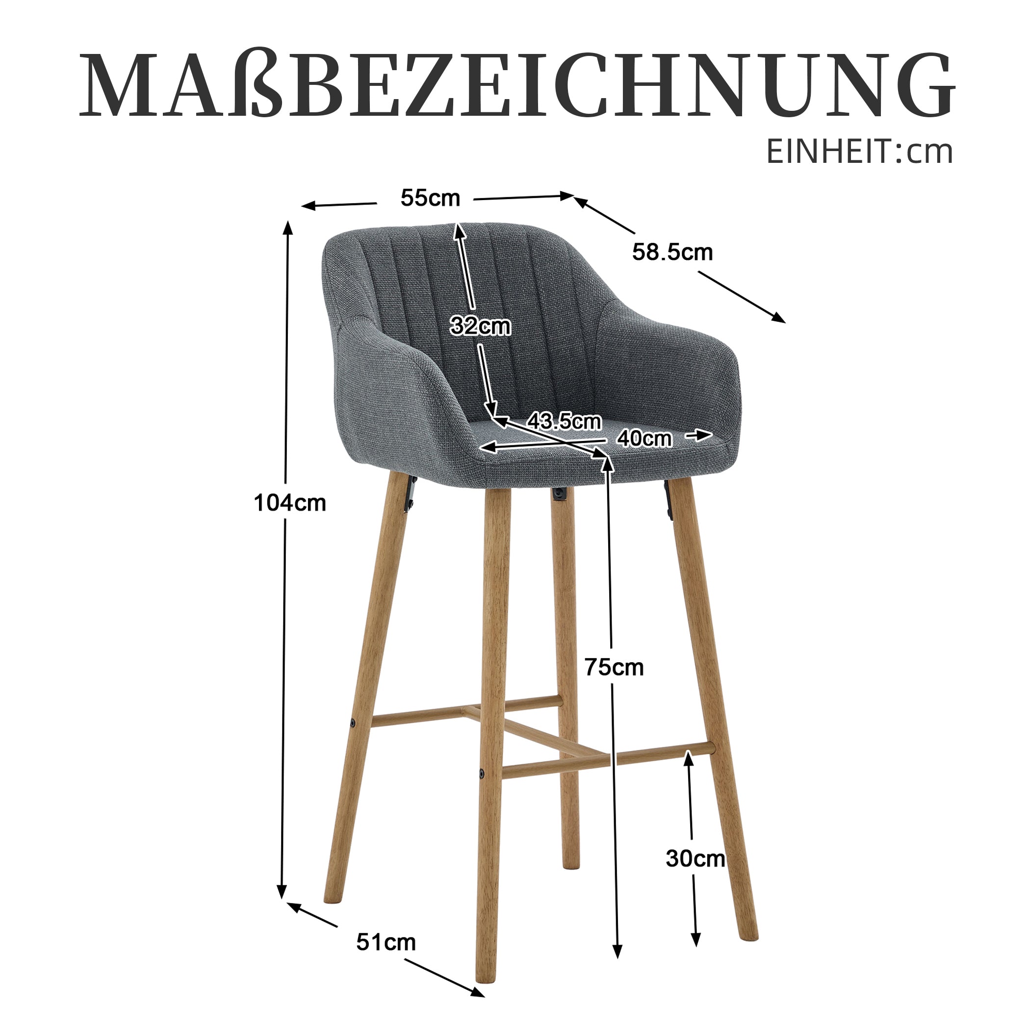 2er Set Barstühle aus Leinenstoff