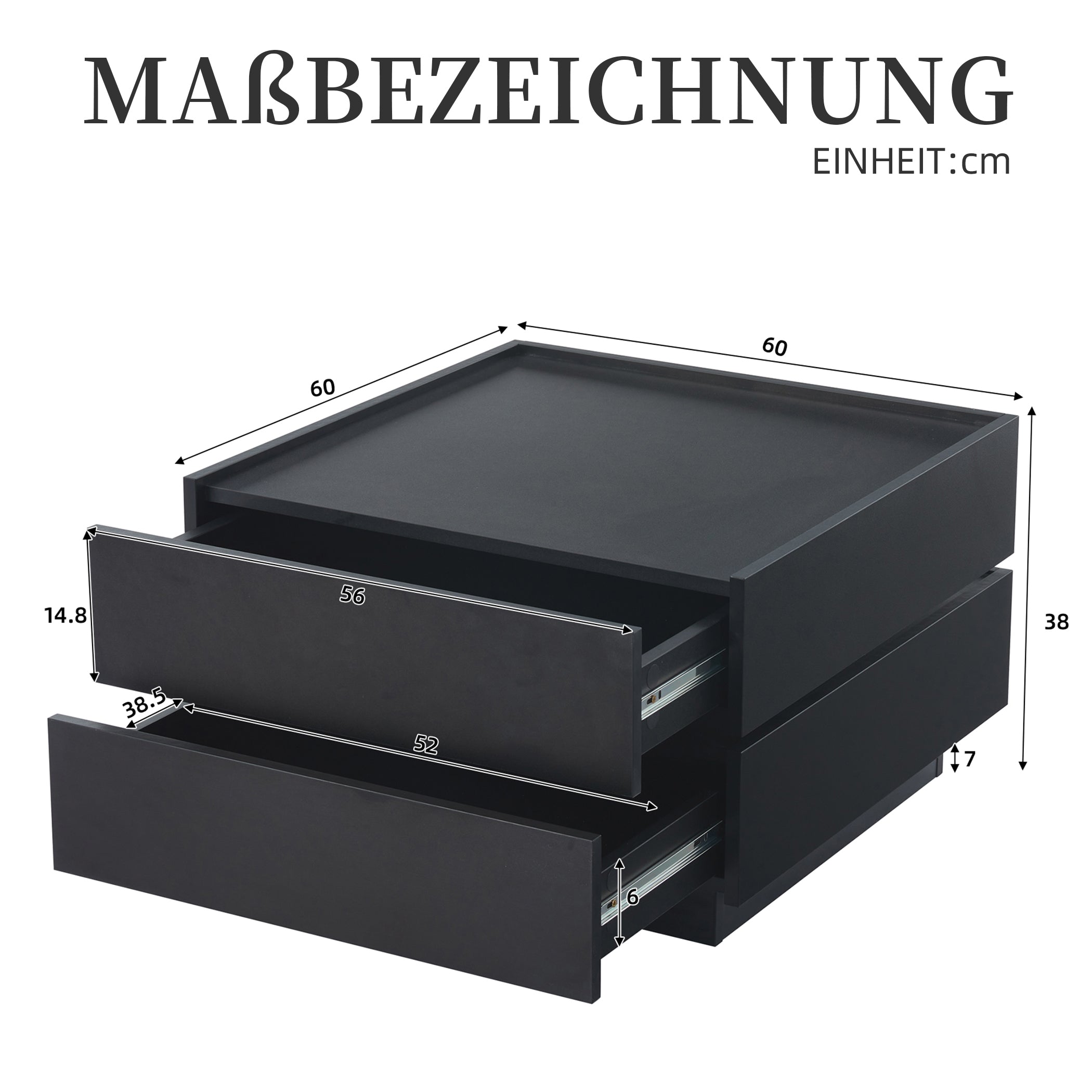360° Drehbare Couchtisch mit 2 Schubladen