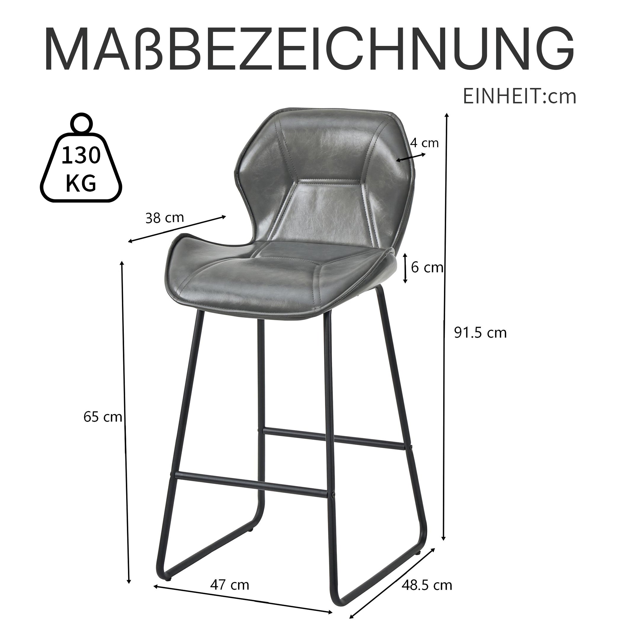 Barhocker 2er Set aus Kunstleder