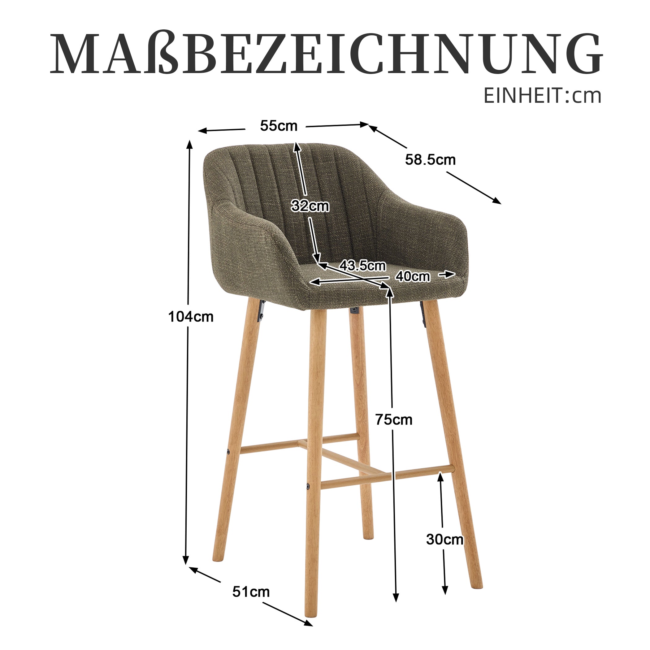 2er Set Barstühle aus Leinenstoff