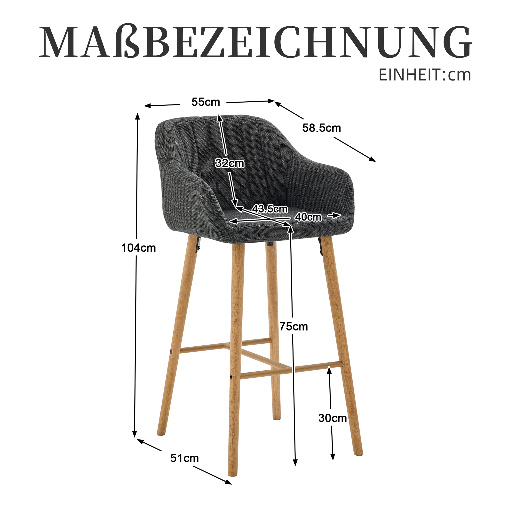 2er Set Barstühle aus Leinenstoff