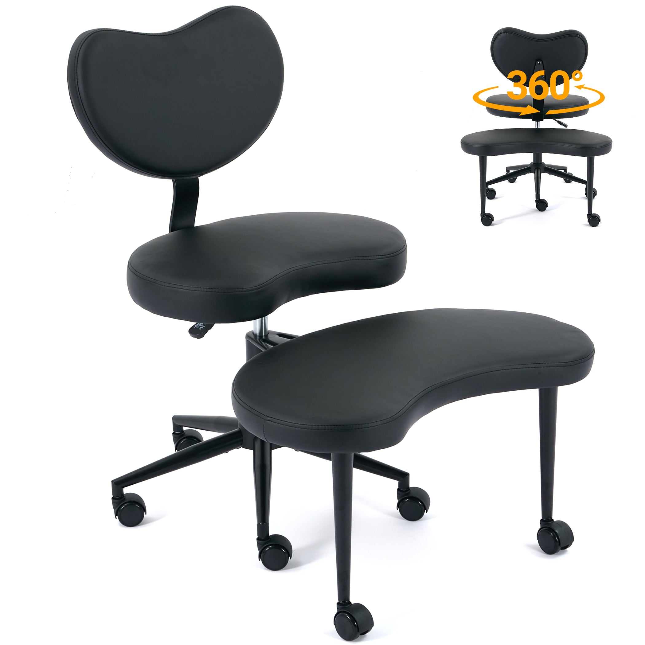 Kniestuhl Meditationsstuhl Lederoptik mit Fußhocker