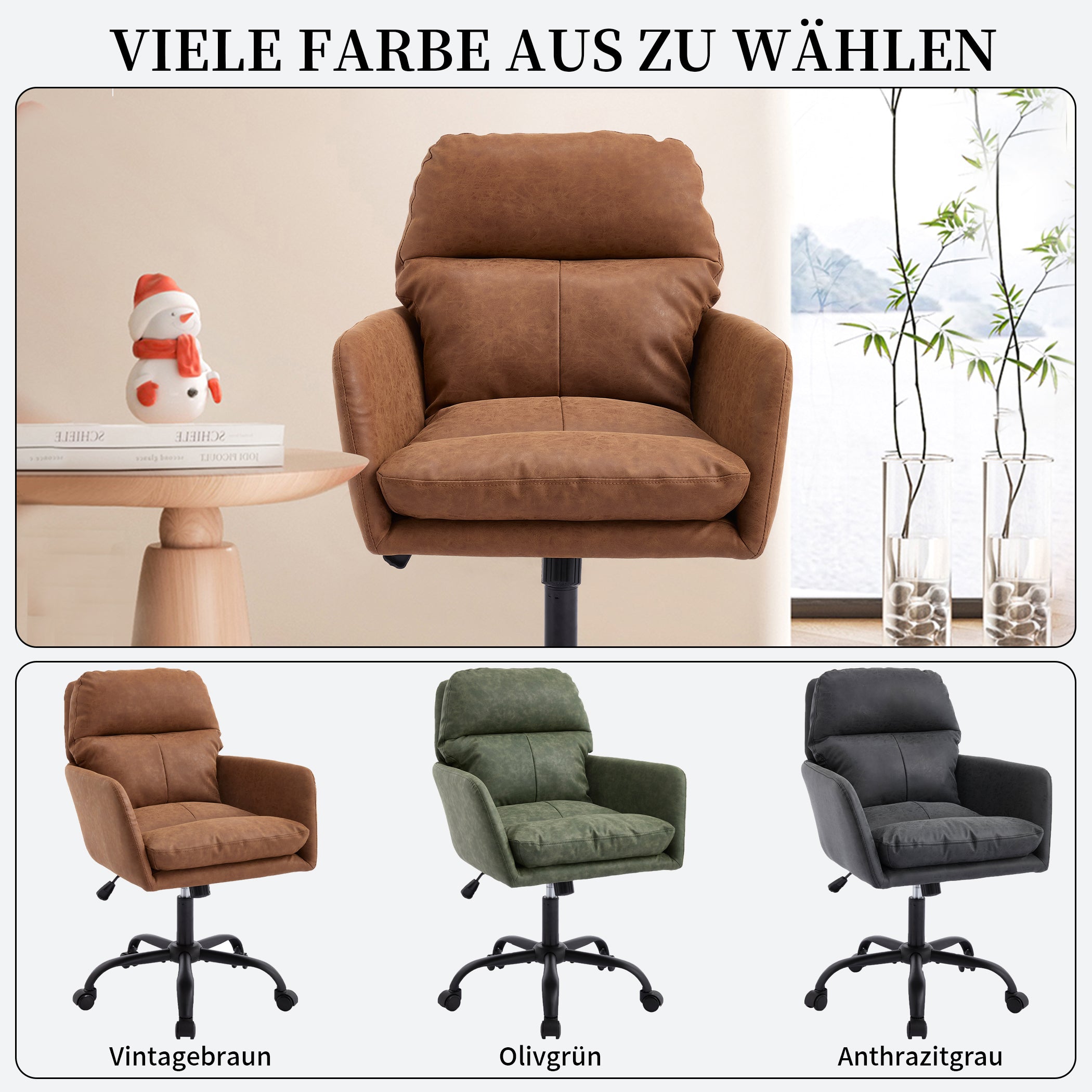 Bürostuhl Mikrofaser drehbar mit Armlehnen Modern