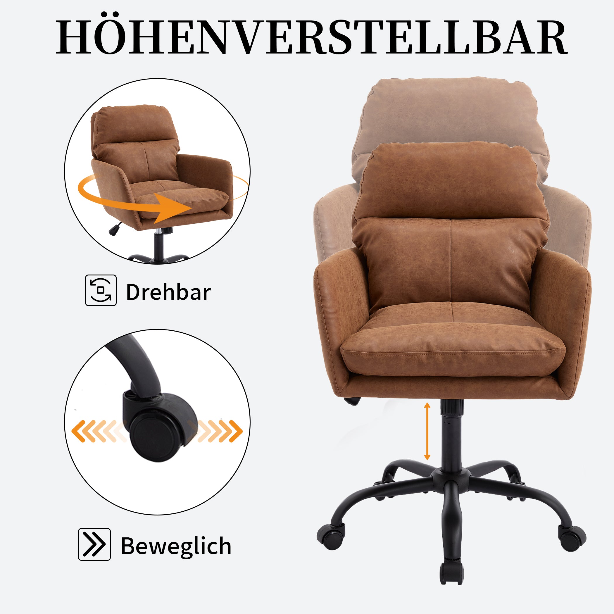 Bürostuhl Mikrofaser drehbar mit Armlehnen Modern