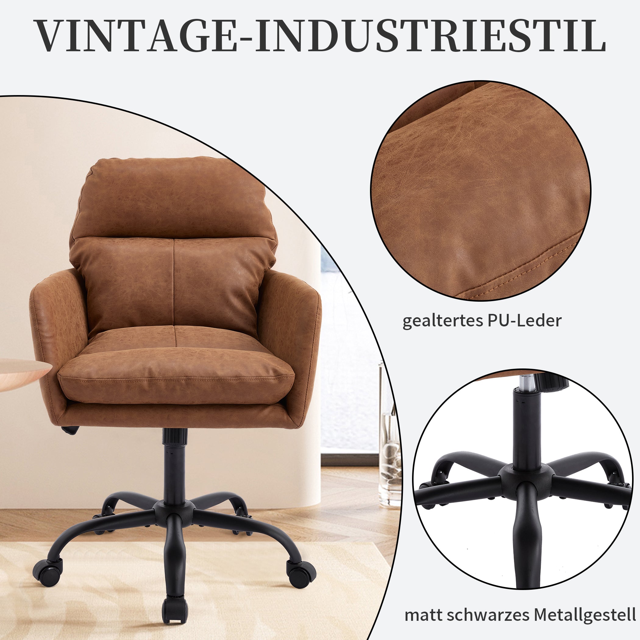 Bürostuhl Mikrofaser drehbar mit Armlehnen Modern
