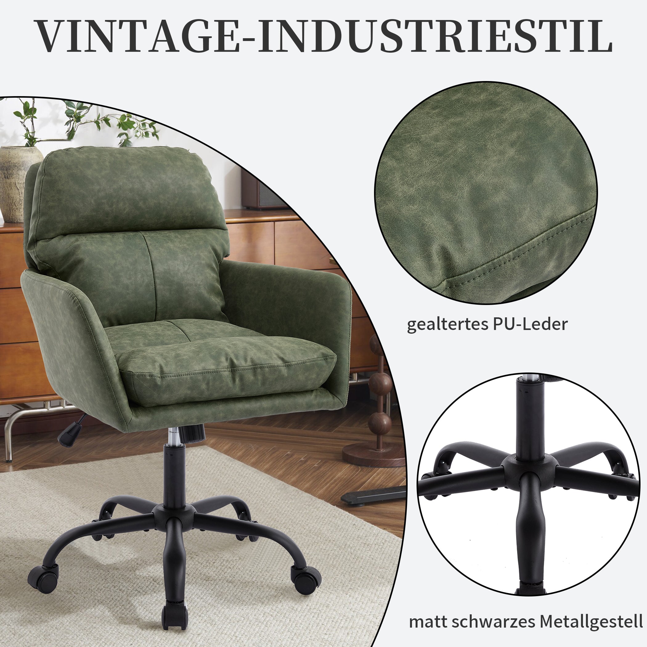 Bürostuhl Mikrofaser drehbar mit Armlehnen Modern