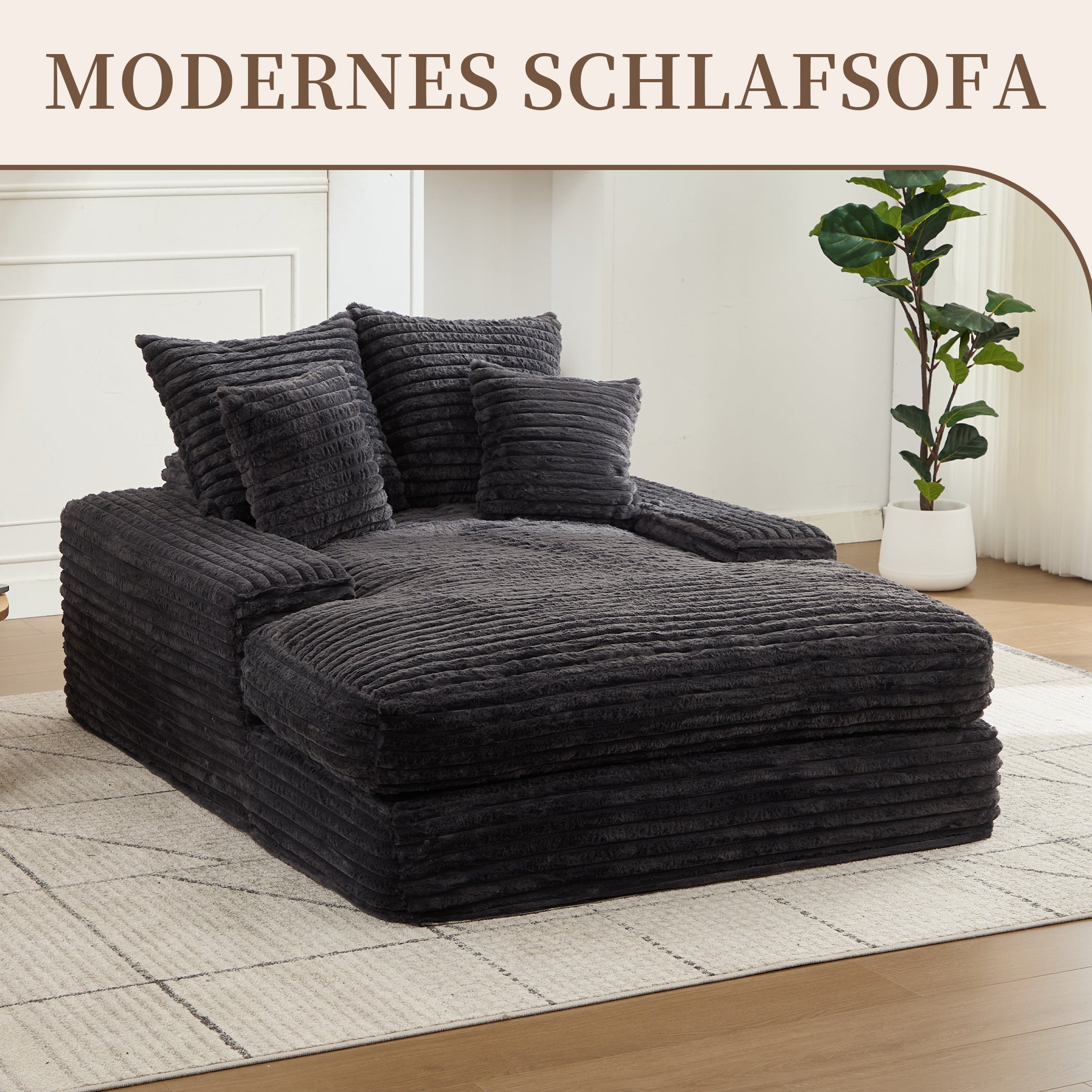 Schlafsofa Kordstoff mit 4 Abnehmbaren Kissen