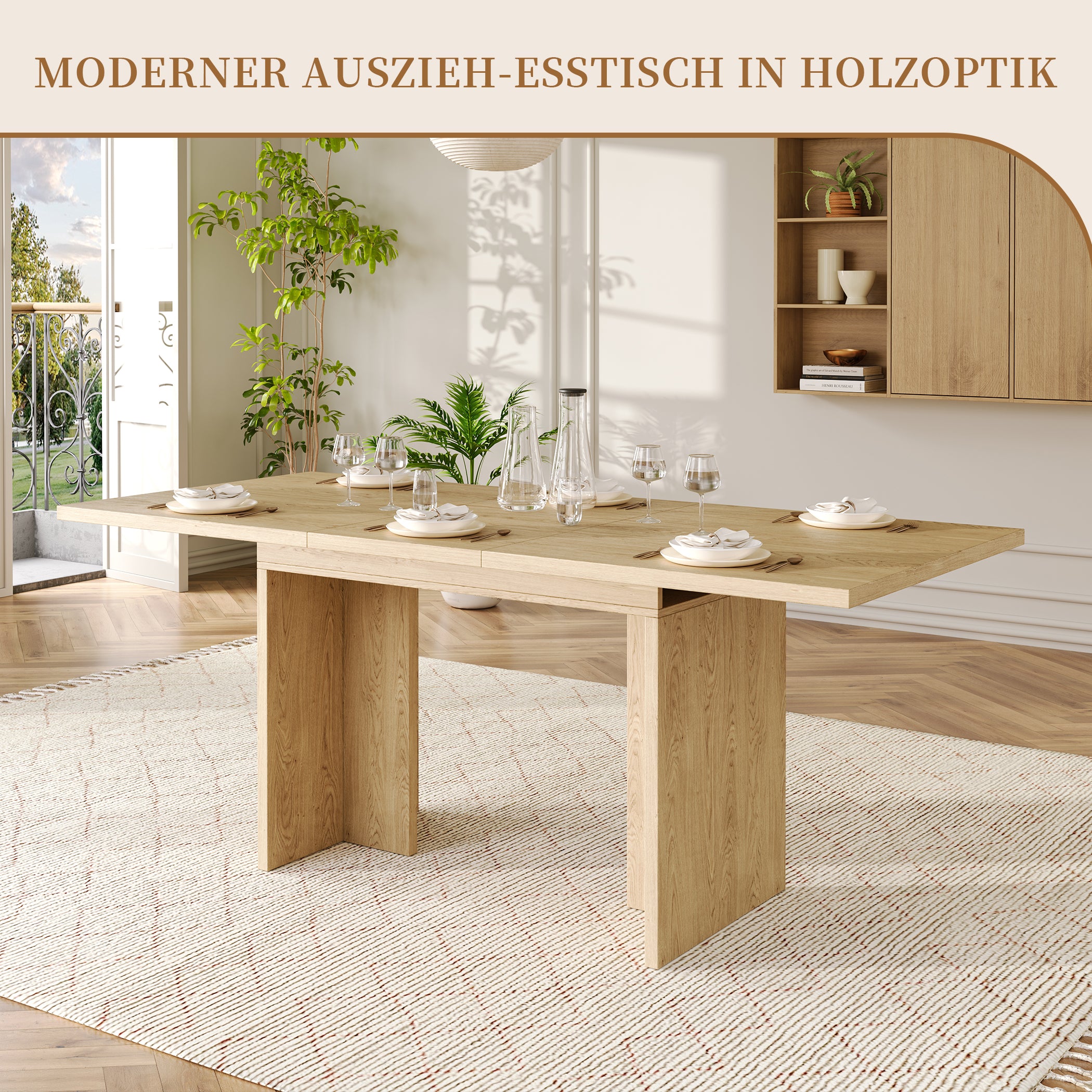 Ausziehbarer Esstisch für 6-8 Personen, 140(180)*80 cm
