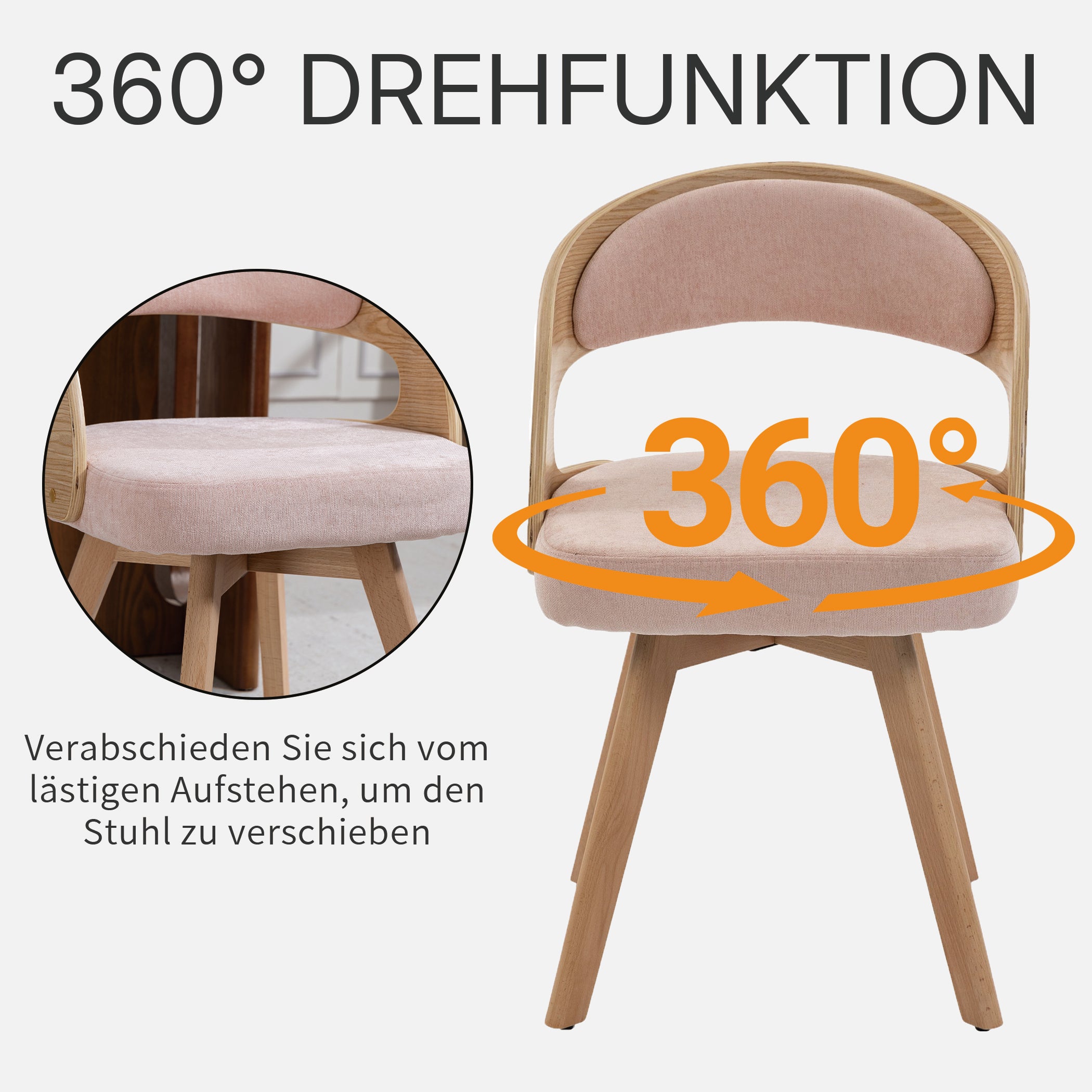 Drehbarer Esszimmerstuhl 2er-Set mit Buchenholzrahmen