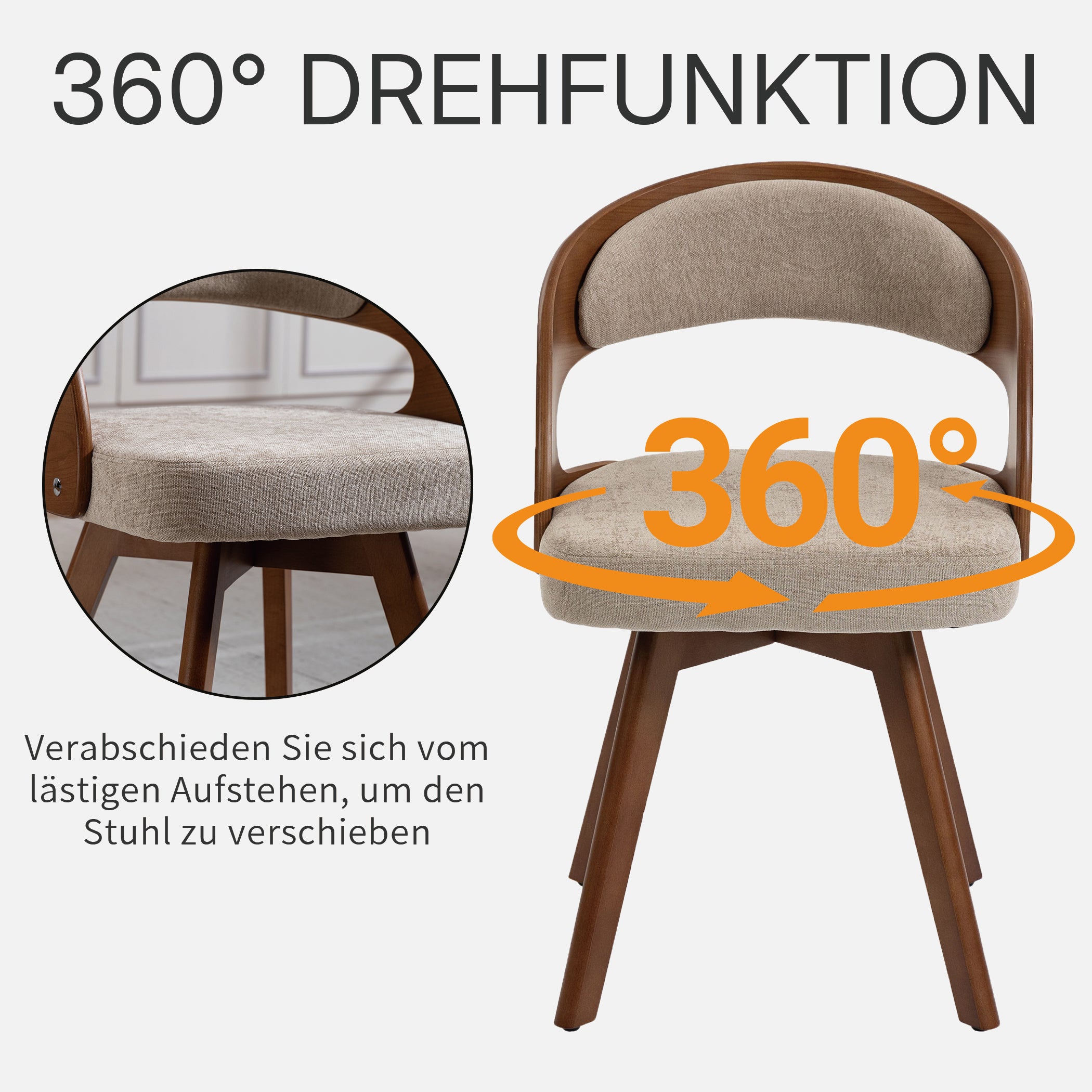 Drehbarer Esszimmerstuhl 2er-Set mit Buchenholzrahmen