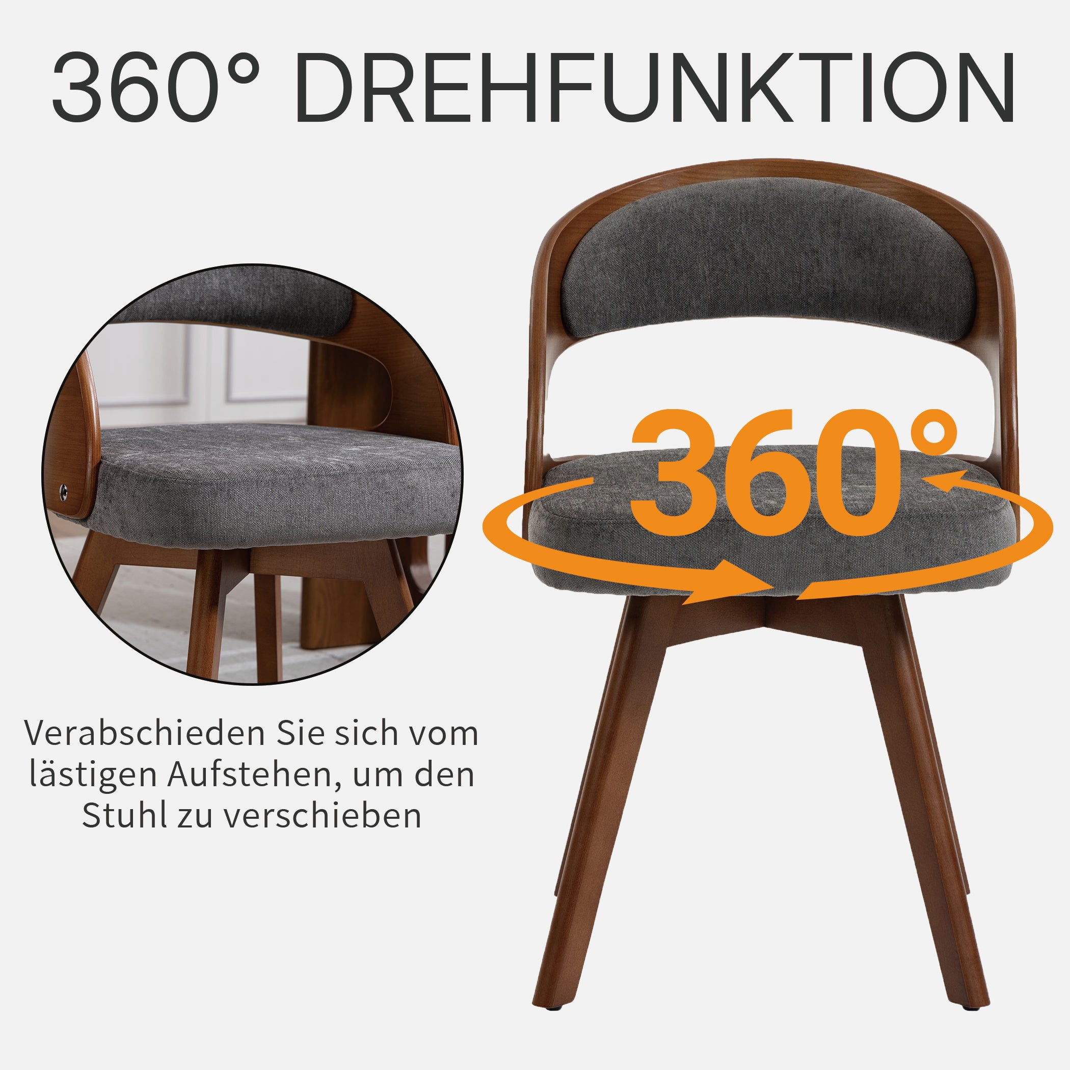 Drehbarer Esszimmerstuhl 2er-Set mit Buchenholzrahmen