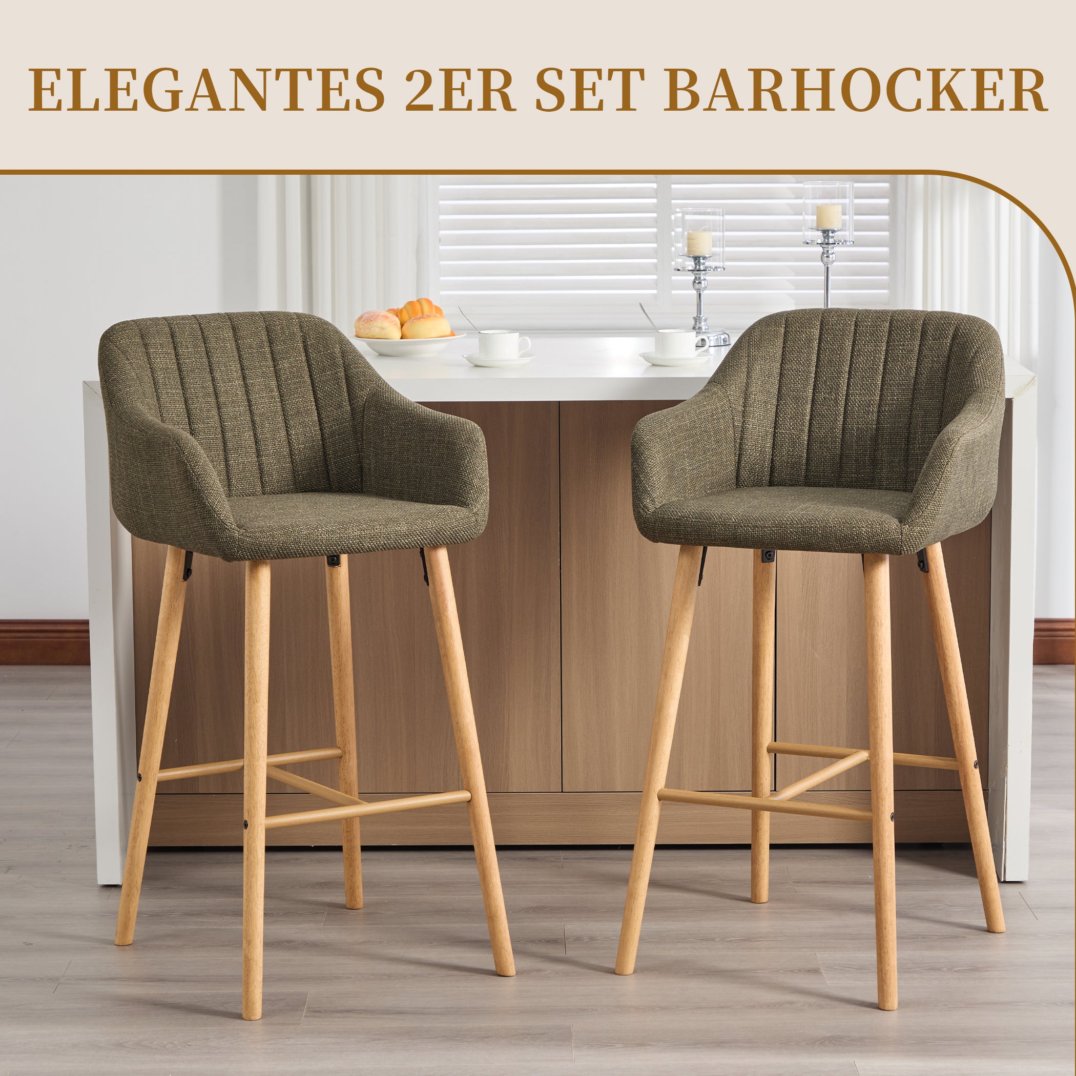 2er Set Barstühle aus Leinenstoff