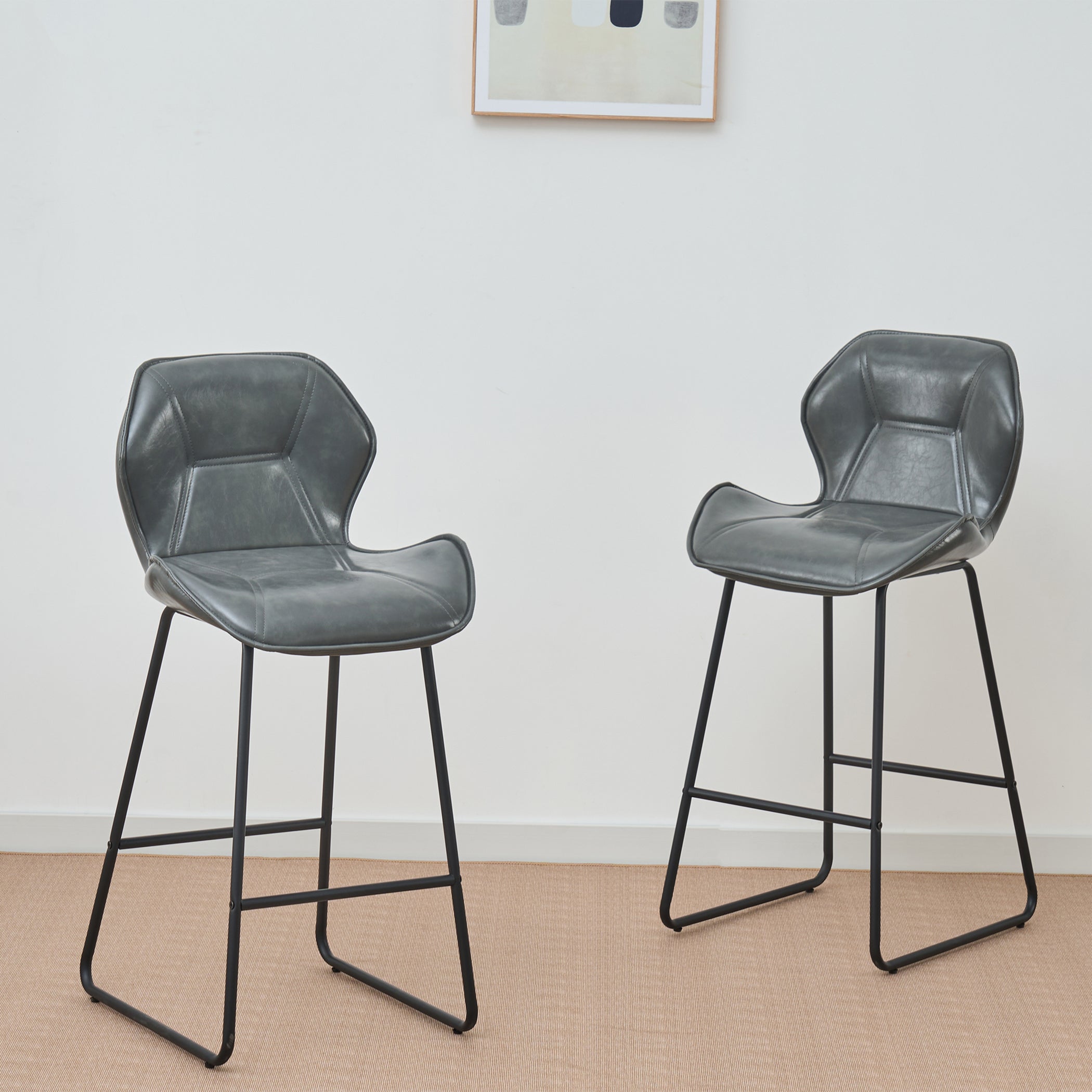 Barhocker 2er Set aus Kunstleder