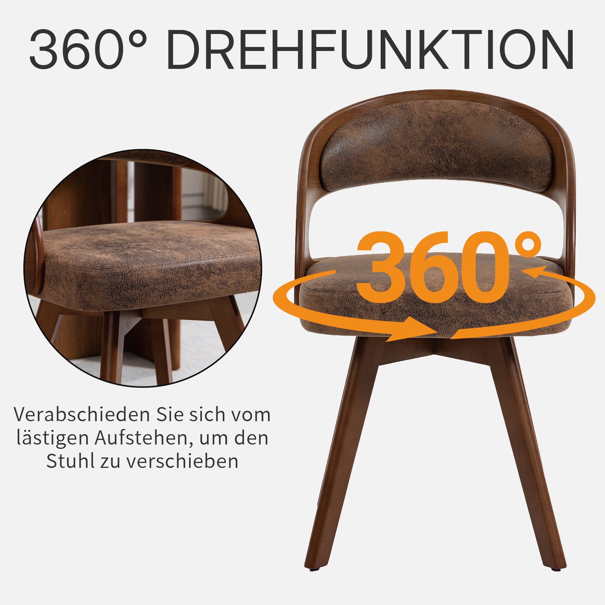 Drehbarer Esszimmerstuhl 2er-Set mit Buchenholzrahmen